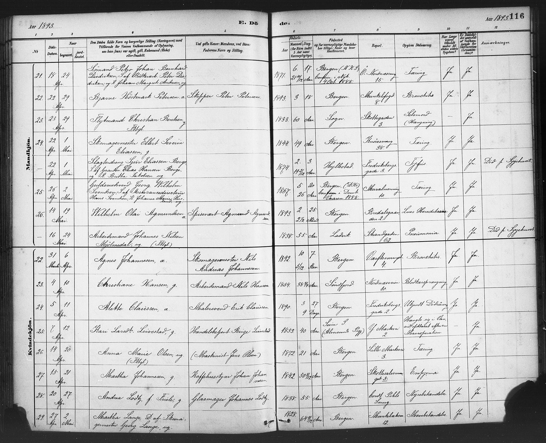 Nykirken Sokneprestembete, AV/SAB-A-77101/H/Haa/L0044: Parish register (official) no. E 4, 1882-1898, p. 116