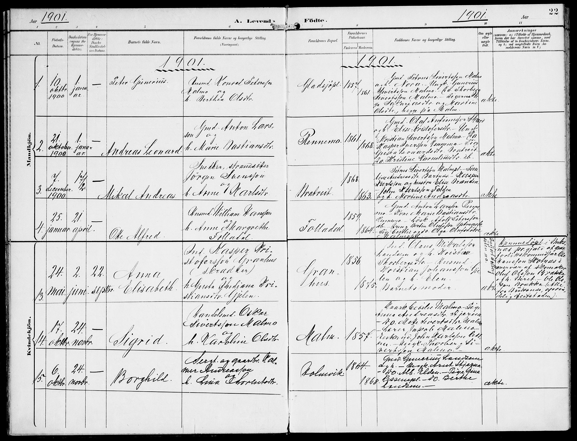 Ministerialprotokoller, klokkerbøker og fødselsregistre - Nord-Trøndelag, SAT/A-1458/745/L0430: Parish register (official) no. 745A02, 1895-1913, p. 22