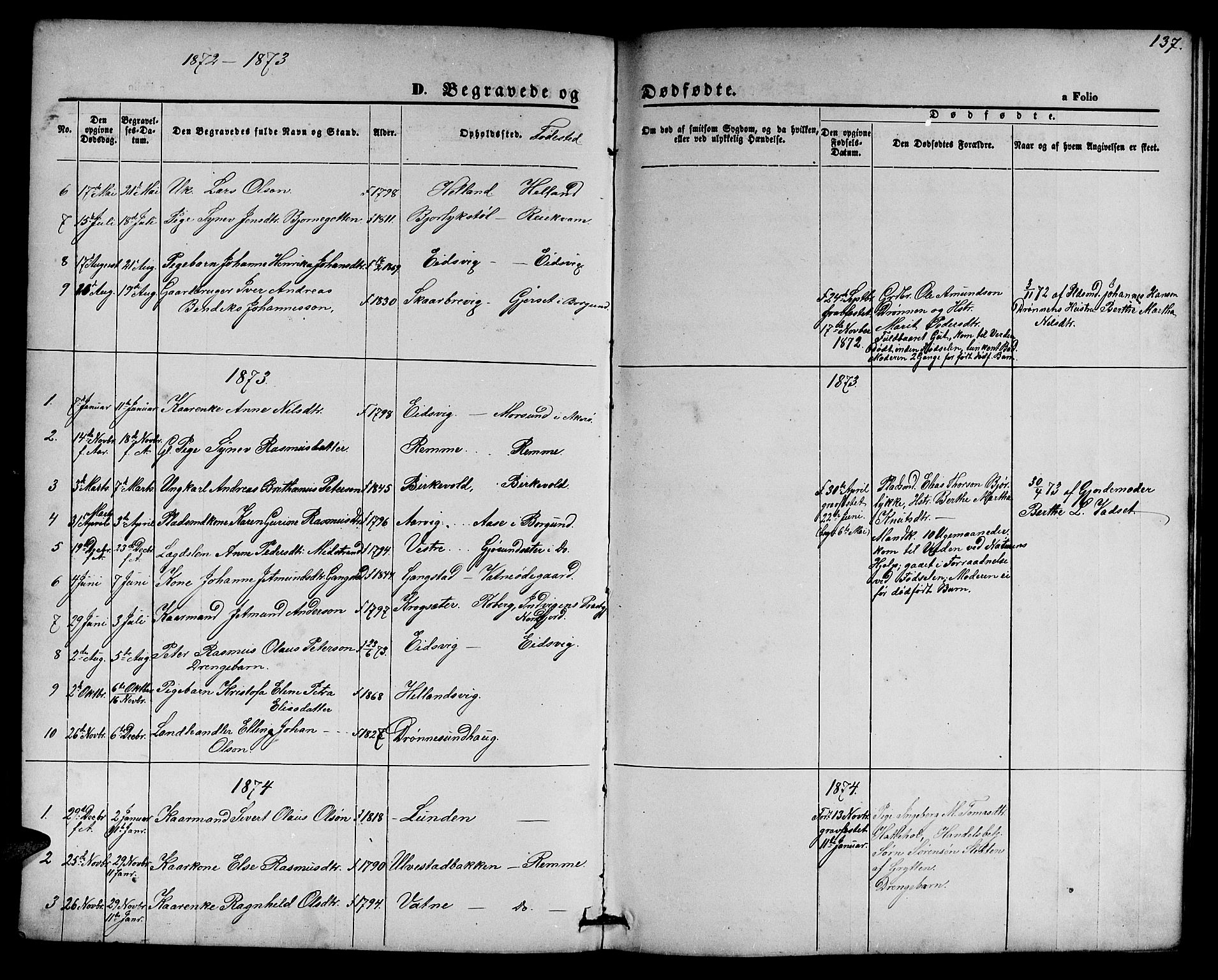 Ministerialprotokoller, klokkerbøker og fødselsregistre - Møre og Romsdal, AV/SAT-A-1454/525/L0375: Parish register (copy) no. 525C01, 1865-1879, p. 137