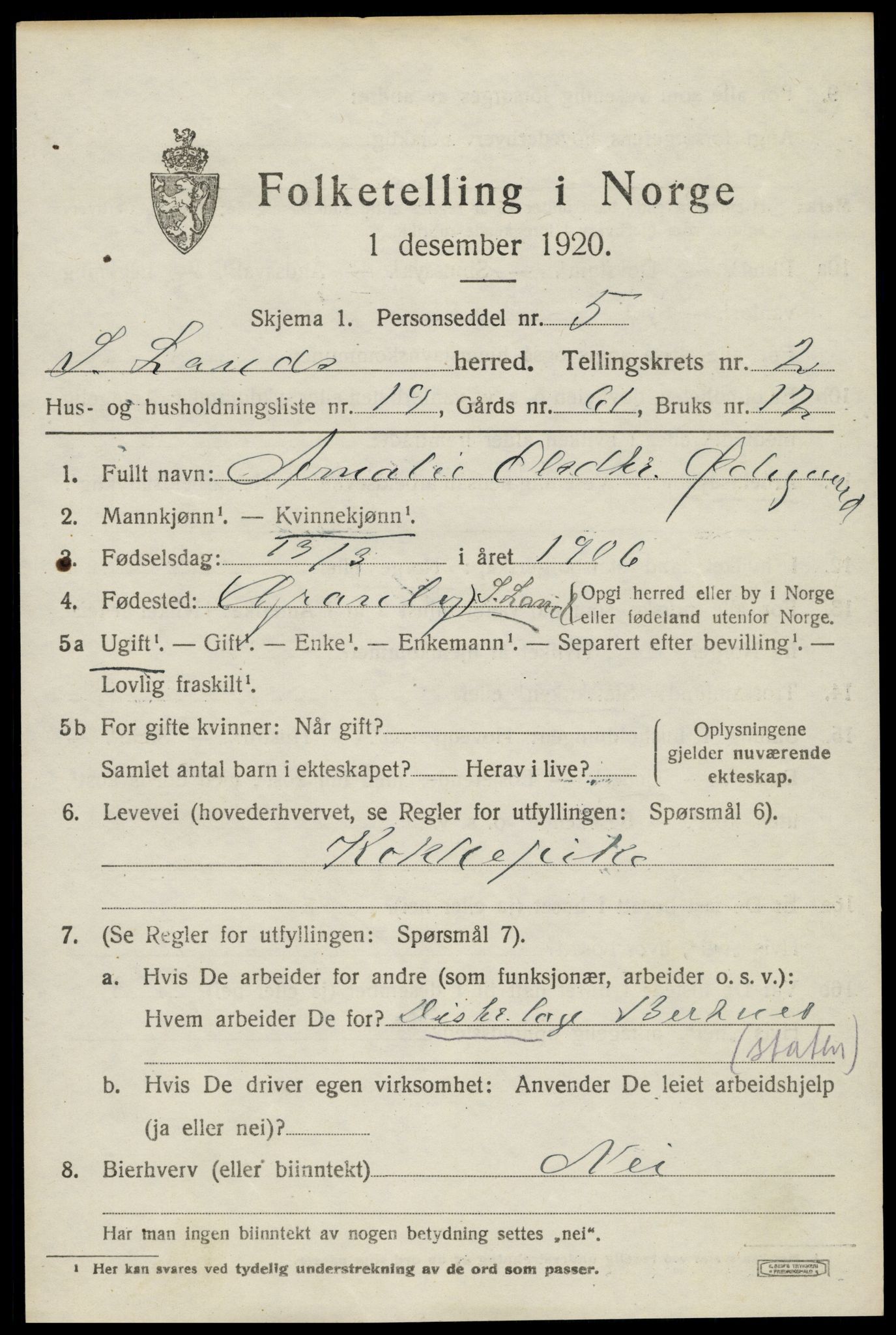SAH, 1920 census for Søndre Land, 1920, p. 2433