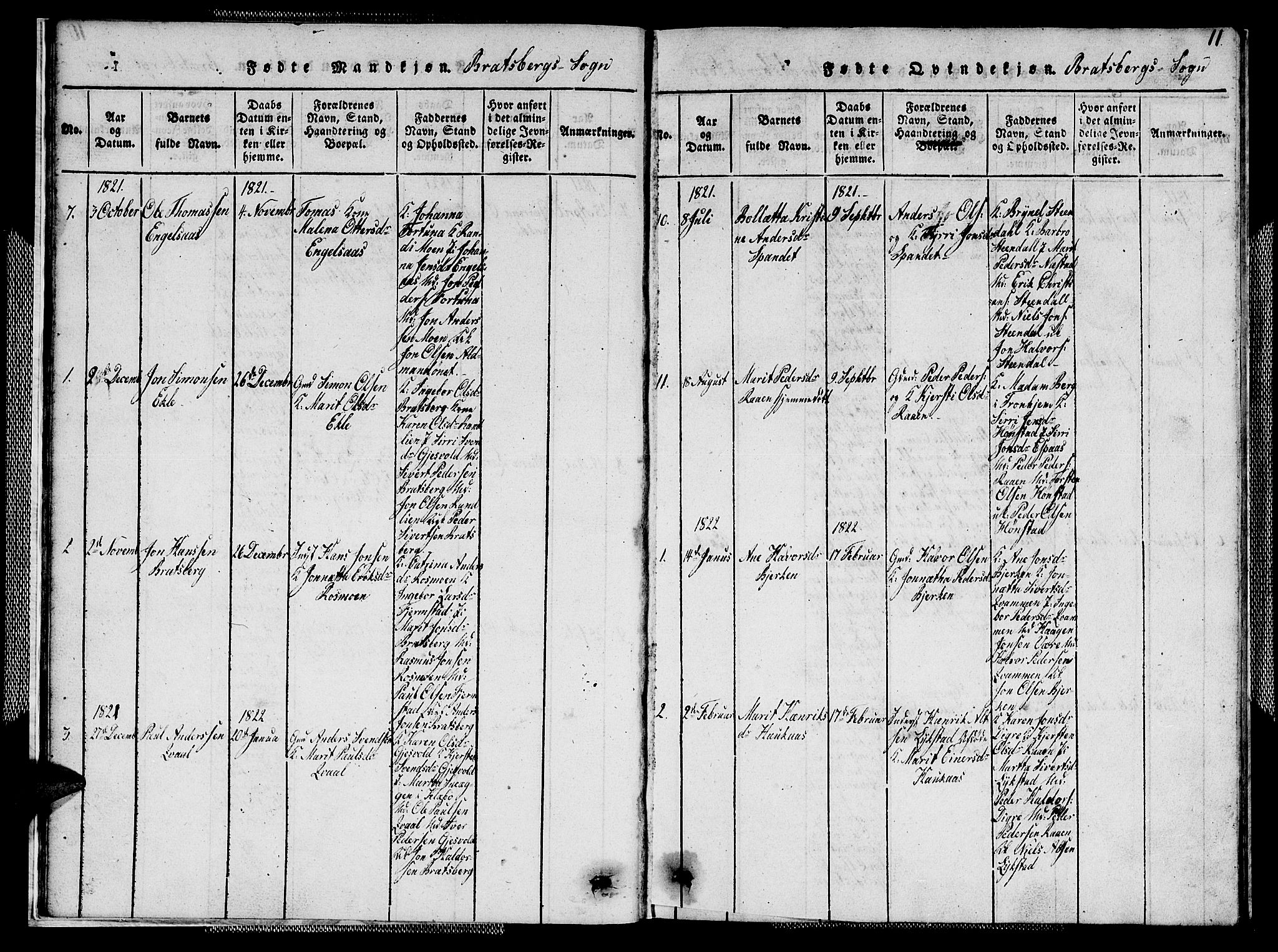 Ministerialprotokoller, klokkerbøker og fødselsregistre - Sør-Trøndelag, SAT/A-1456/608/L0336: Parish register (copy) no. 608C02, 1817-1827, p. 11