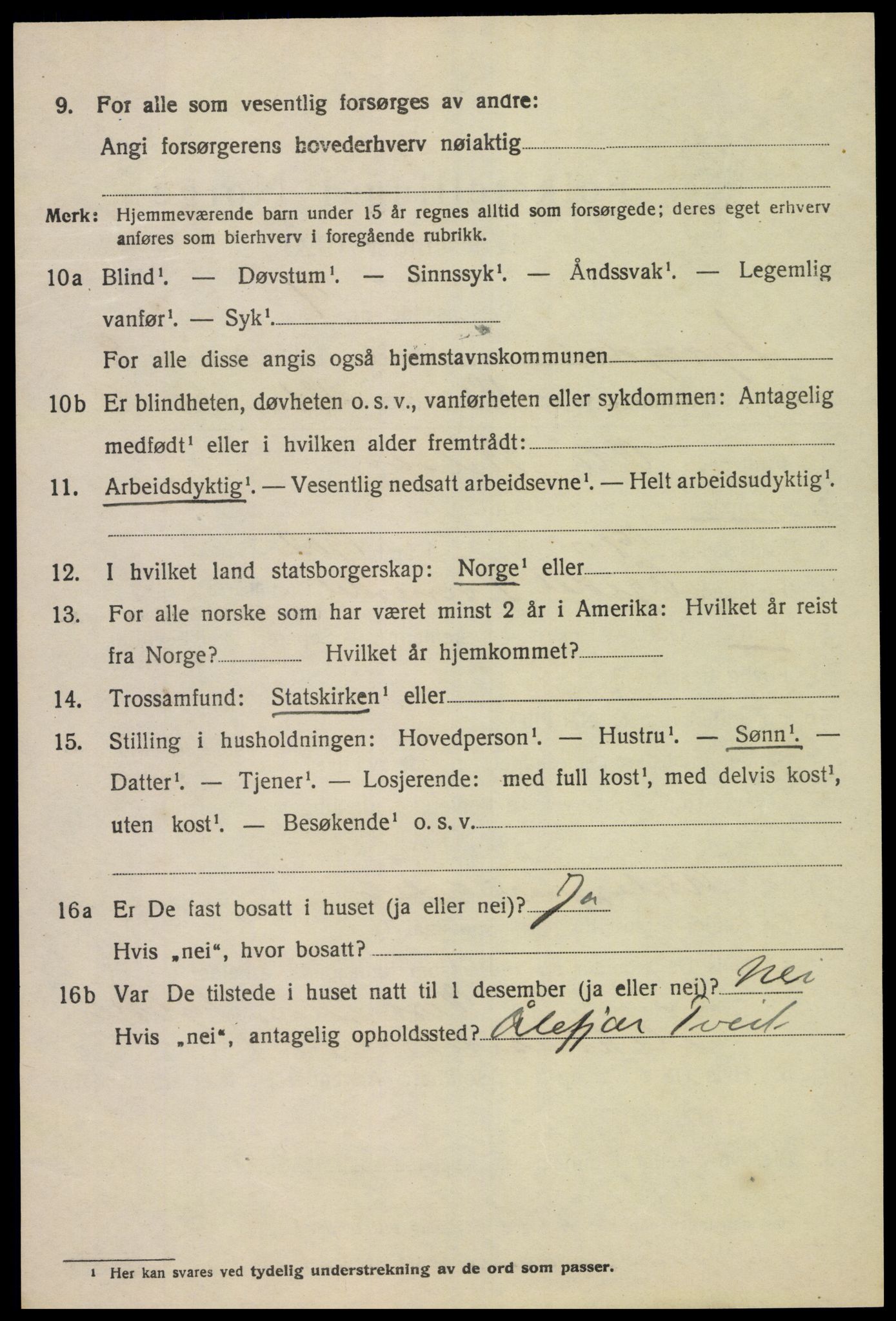 SAK, 1920 census for Lyngdal, 1920, p. 4812