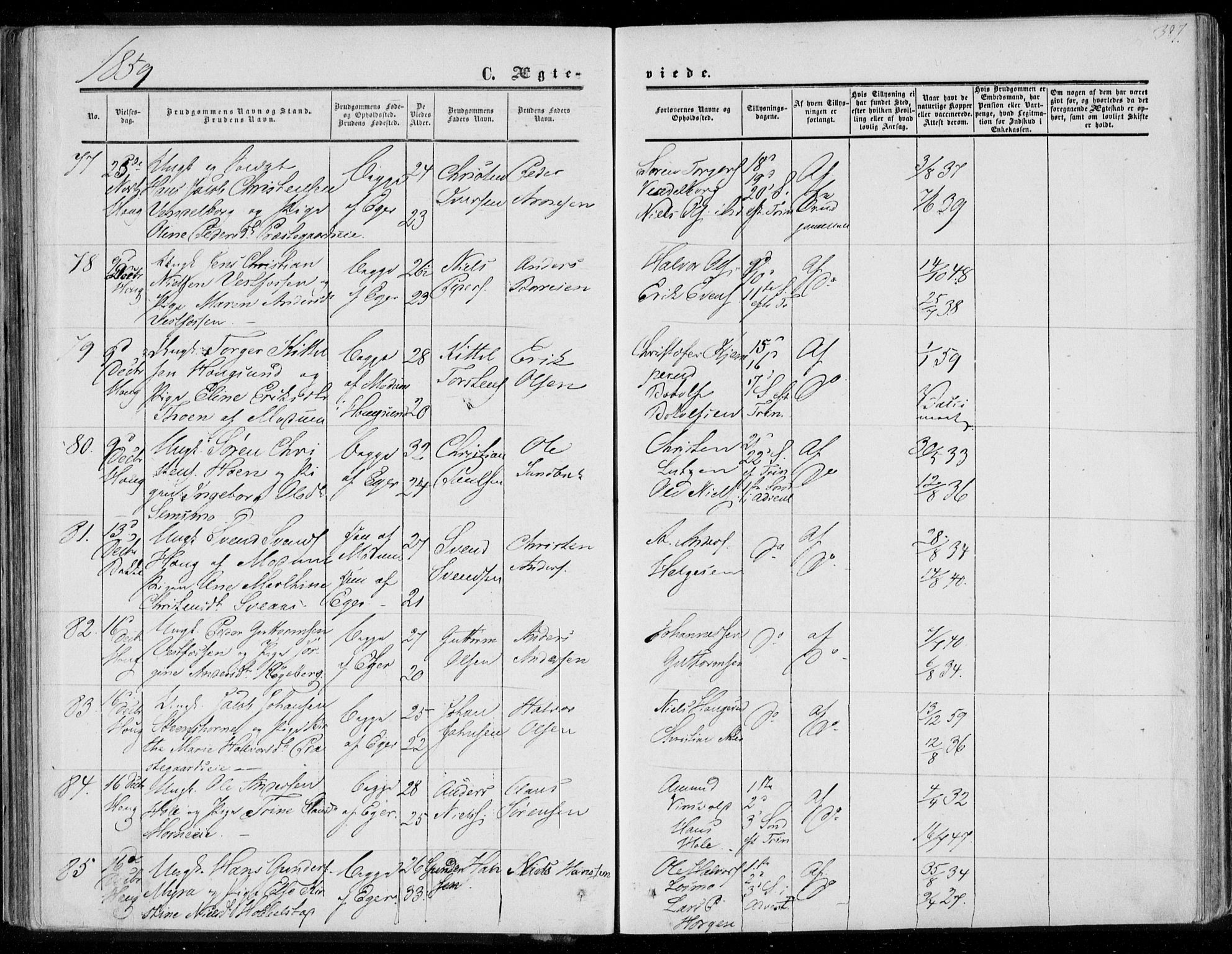 Eiker kirkebøker, SAKO/A-4/F/Fa/L0015b: Parish register (official) no. I 15B, 1854-1860, p. 387