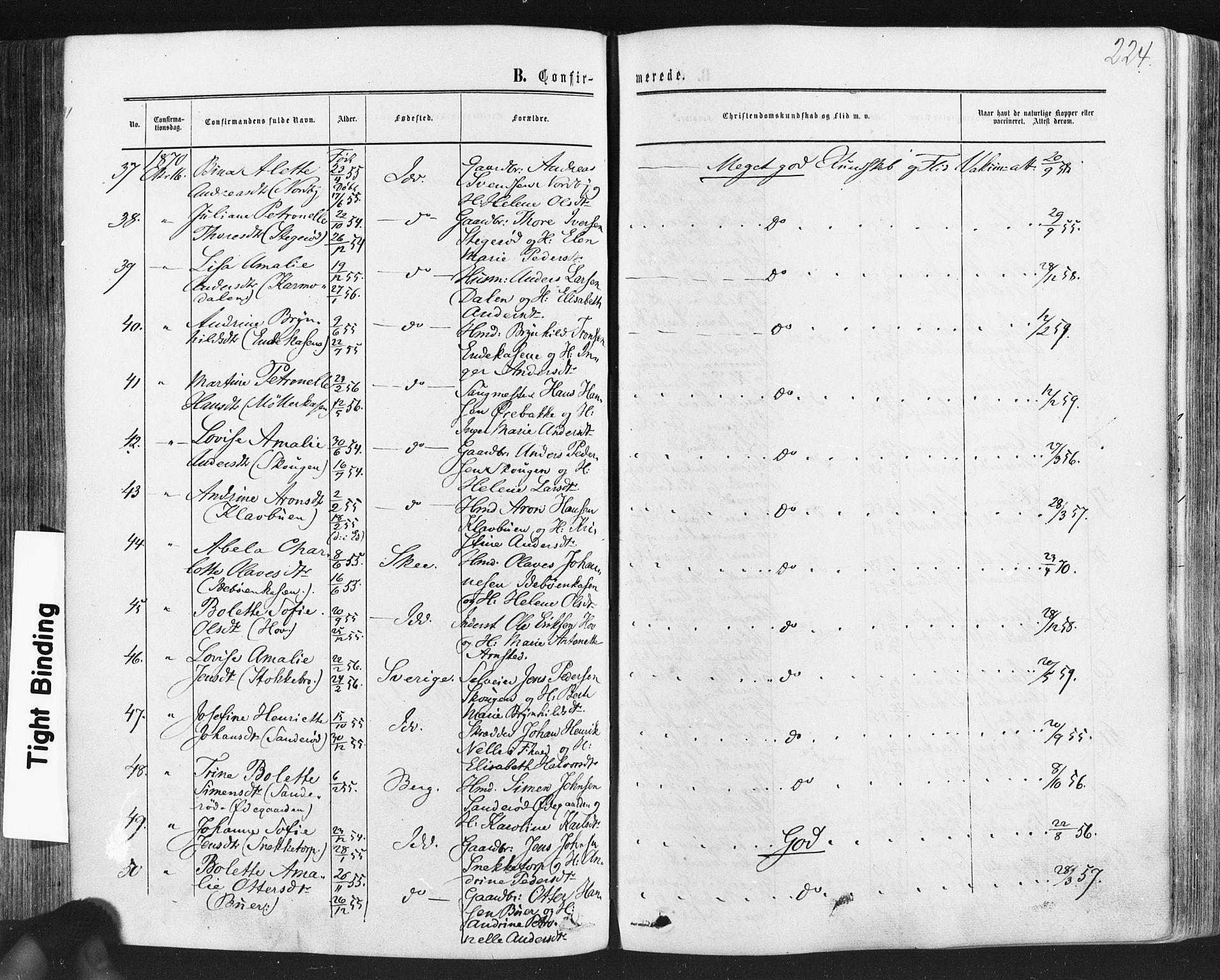 Idd prestekontor Kirkebøker, AV/SAO-A-10911/F/Fc/L0005: Parish register (official) no. III 5, 1861-1877, p. 224