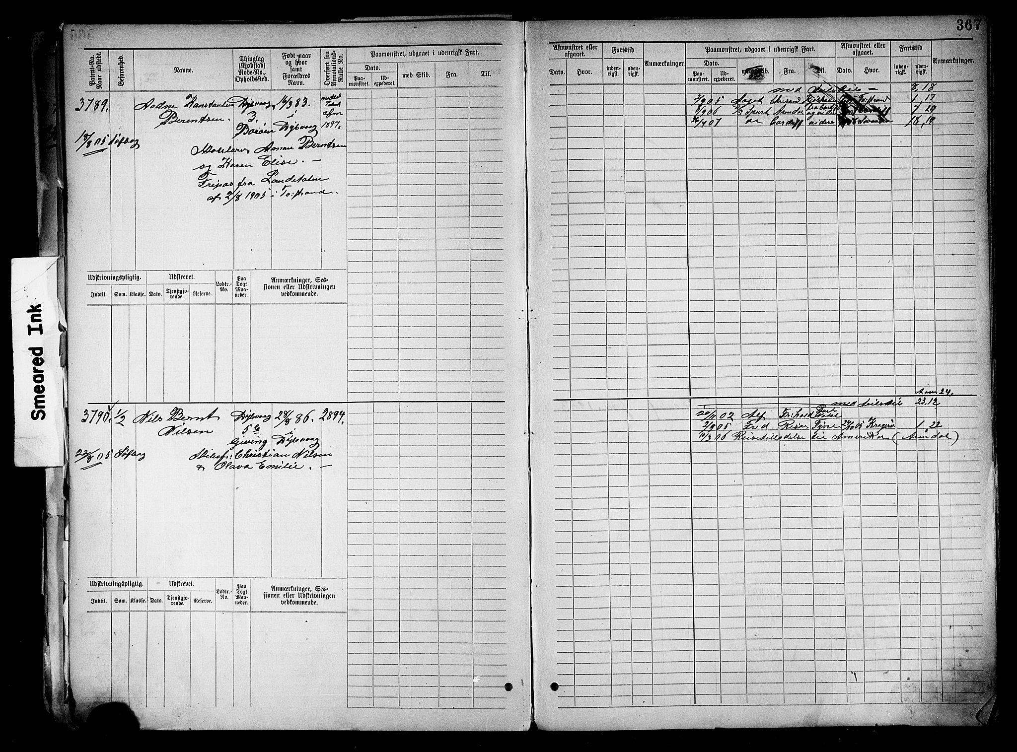 Tvedestrand mønstringskrets, AV/SAK-2031-0011/F/Fb/L0019: Hovedrulle nr 3057-3818, U-35, 1892-1906, p. 379