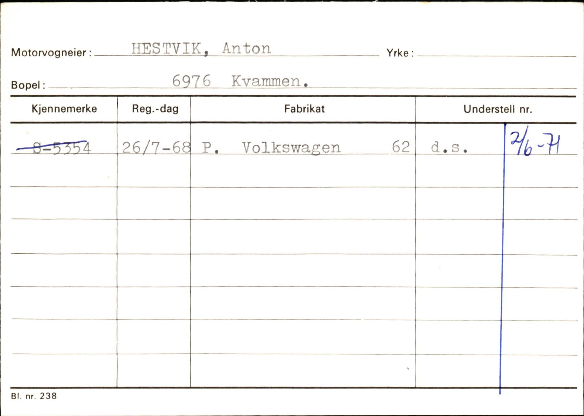 Statens vegvesen, Sogn og Fjordane vegkontor, SAB/A-5301/4/F/L0132: Eigarregister Askvoll A-Å. Balestrand A-Å, 1945-1975, p. 570
