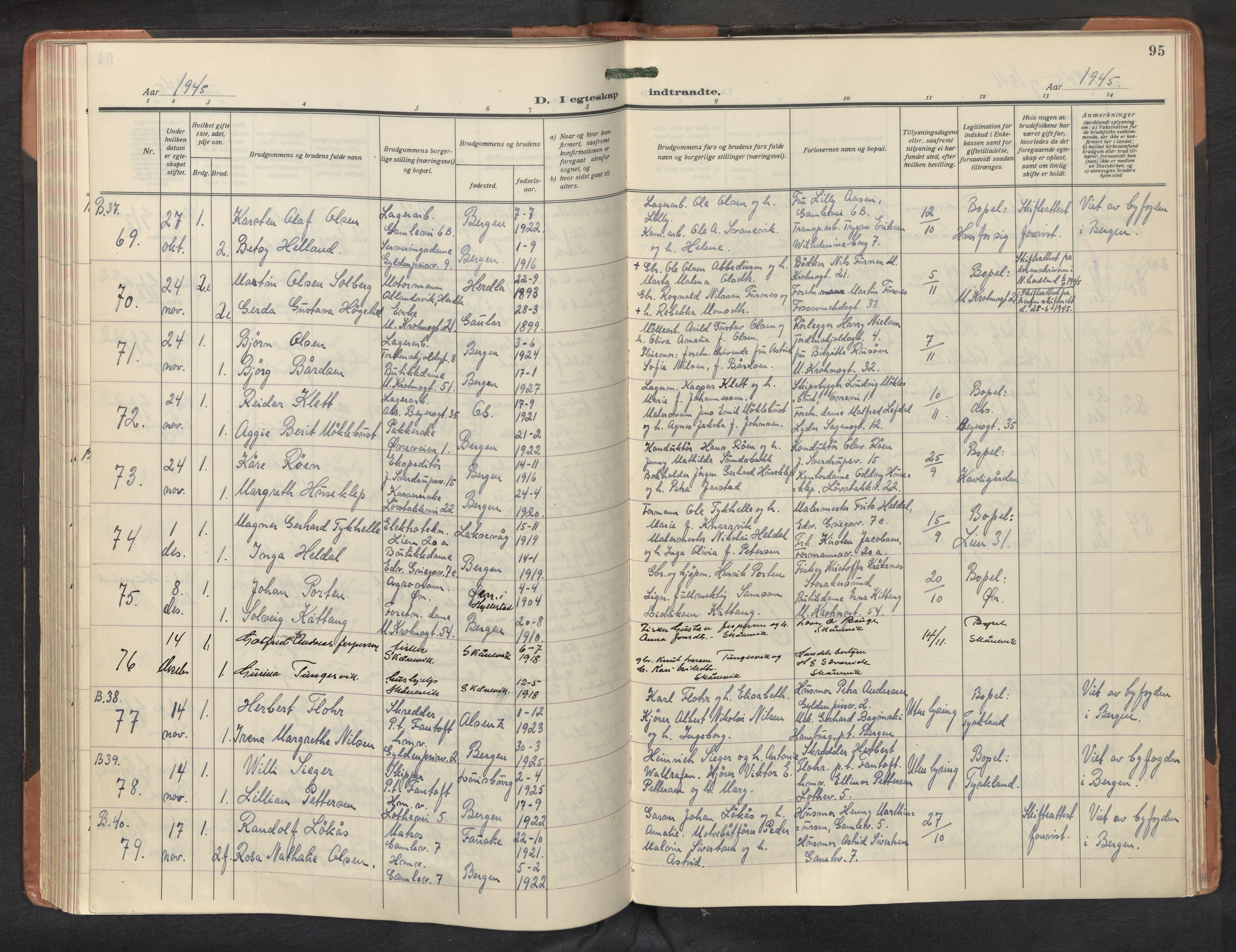 St. Markus sokneprestembete, AV/SAB-A-99935: Parish register (official) no. C 1, 1924-1947, p. 94b-95a