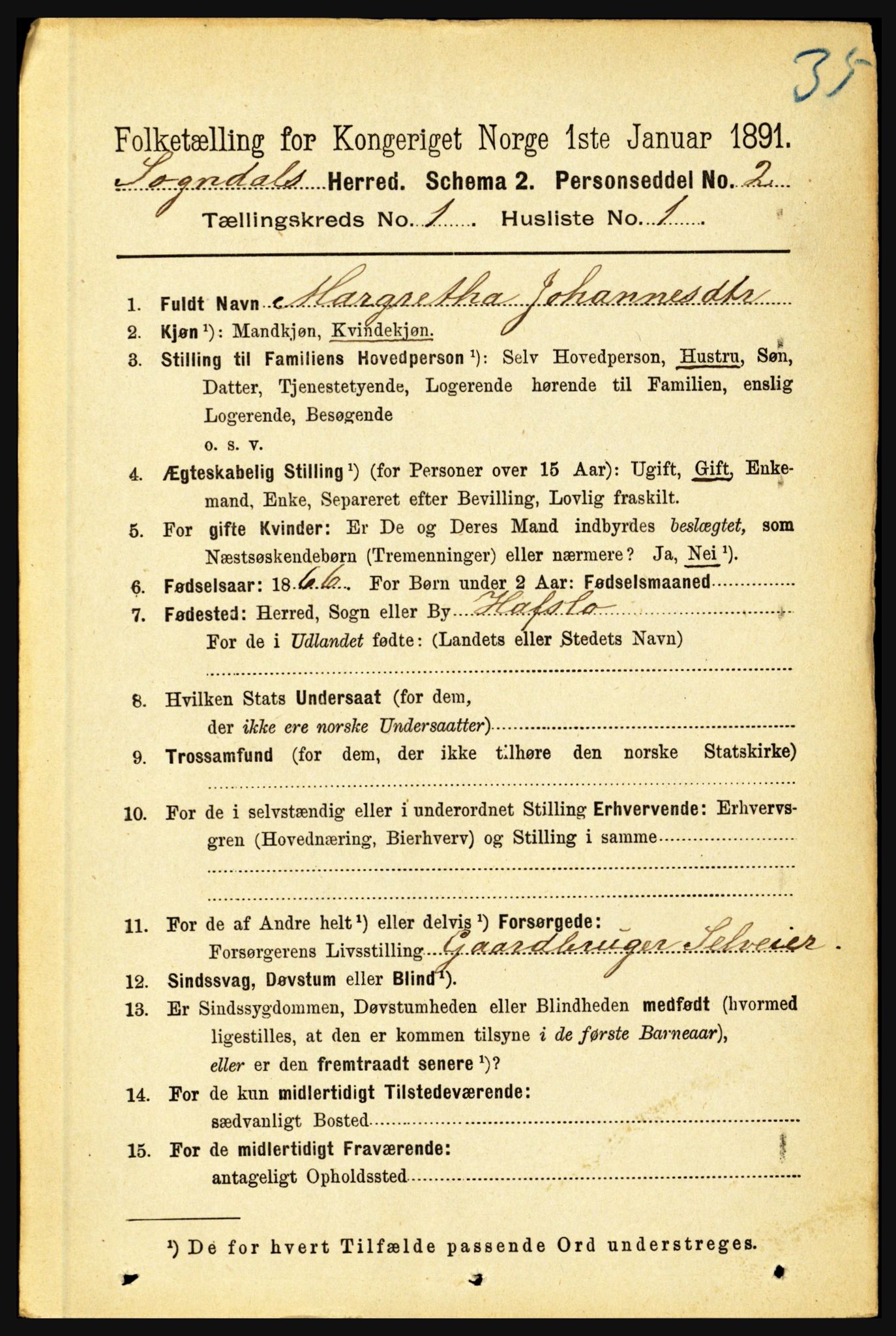 RA, 1891 census for 1420 Sogndal, 1891, p. 97