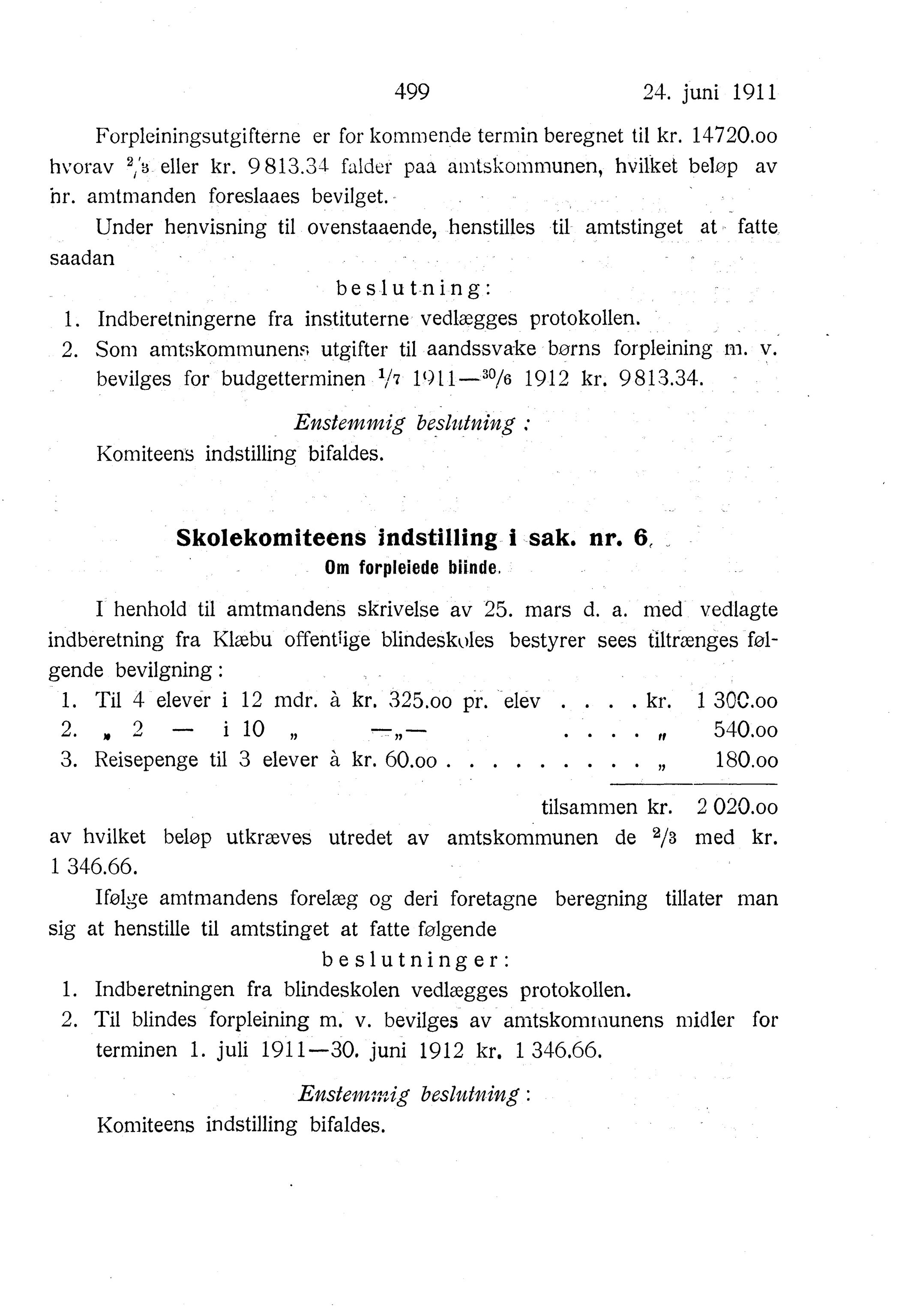 Nordland Fylkeskommune. Fylkestinget, AIN/NFK-17/176/A/Ac/L0034: Fylkestingsforhandlinger 1911, 1911