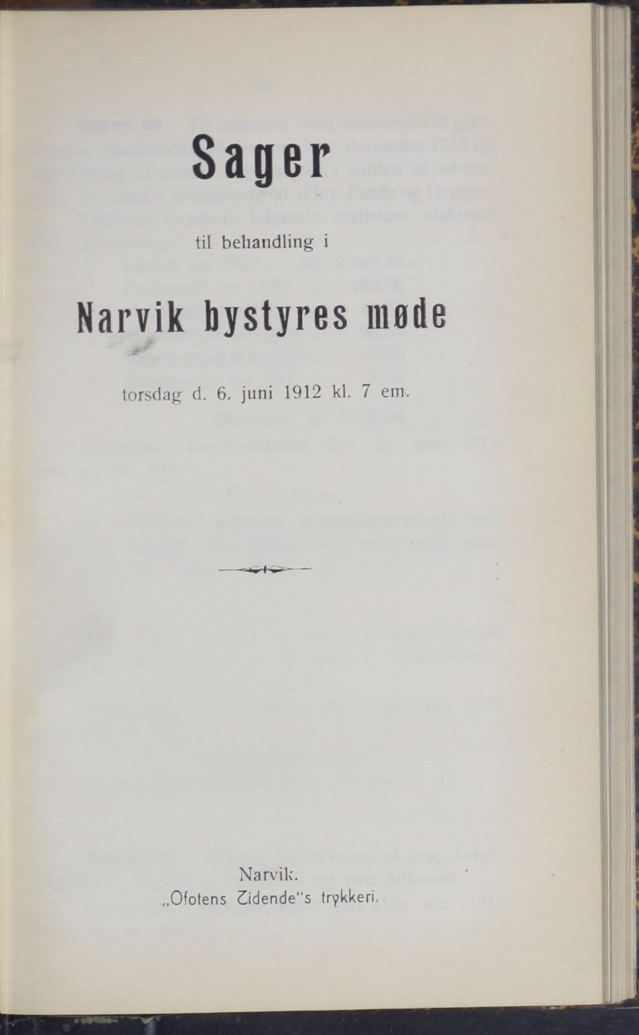 Narvik kommune. Formannskap , AIN/K-18050.150/A/Ab/L0002: Møtebok, 1912