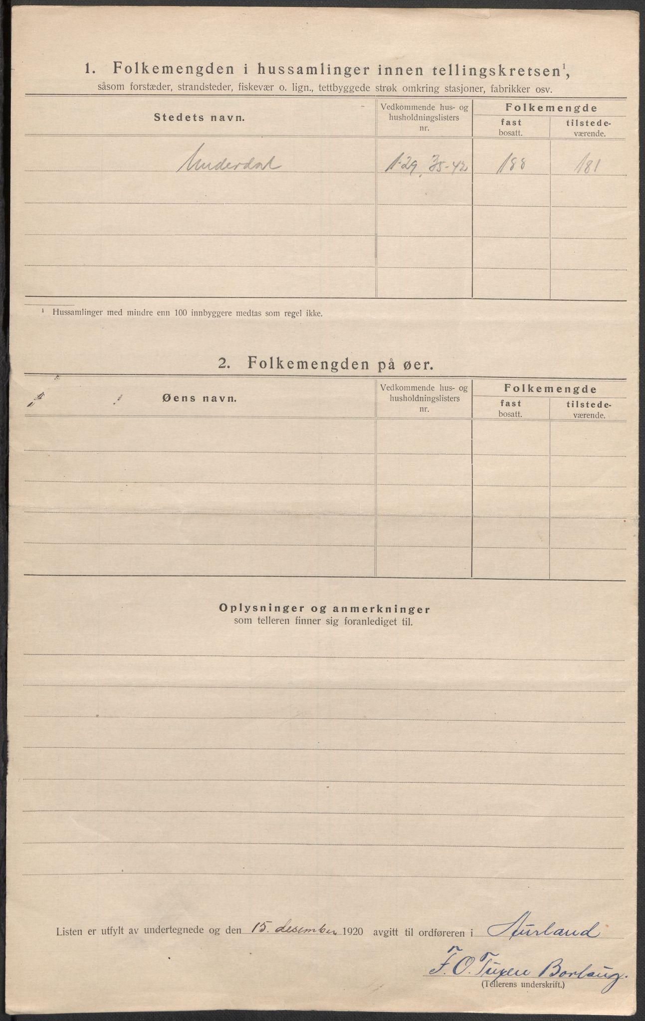 SAB, 1920 census for Aurland, 1920, p. 30