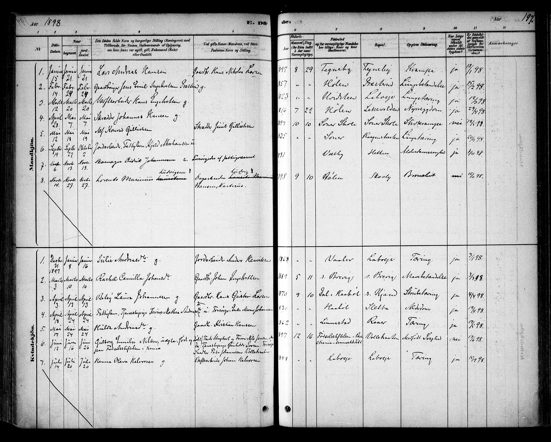 Vestby prestekontor Kirkebøker, AV/SAO-A-10893/F/Fb/L0001: Parish register (official) no. II 1, 1878-1903, p. 197