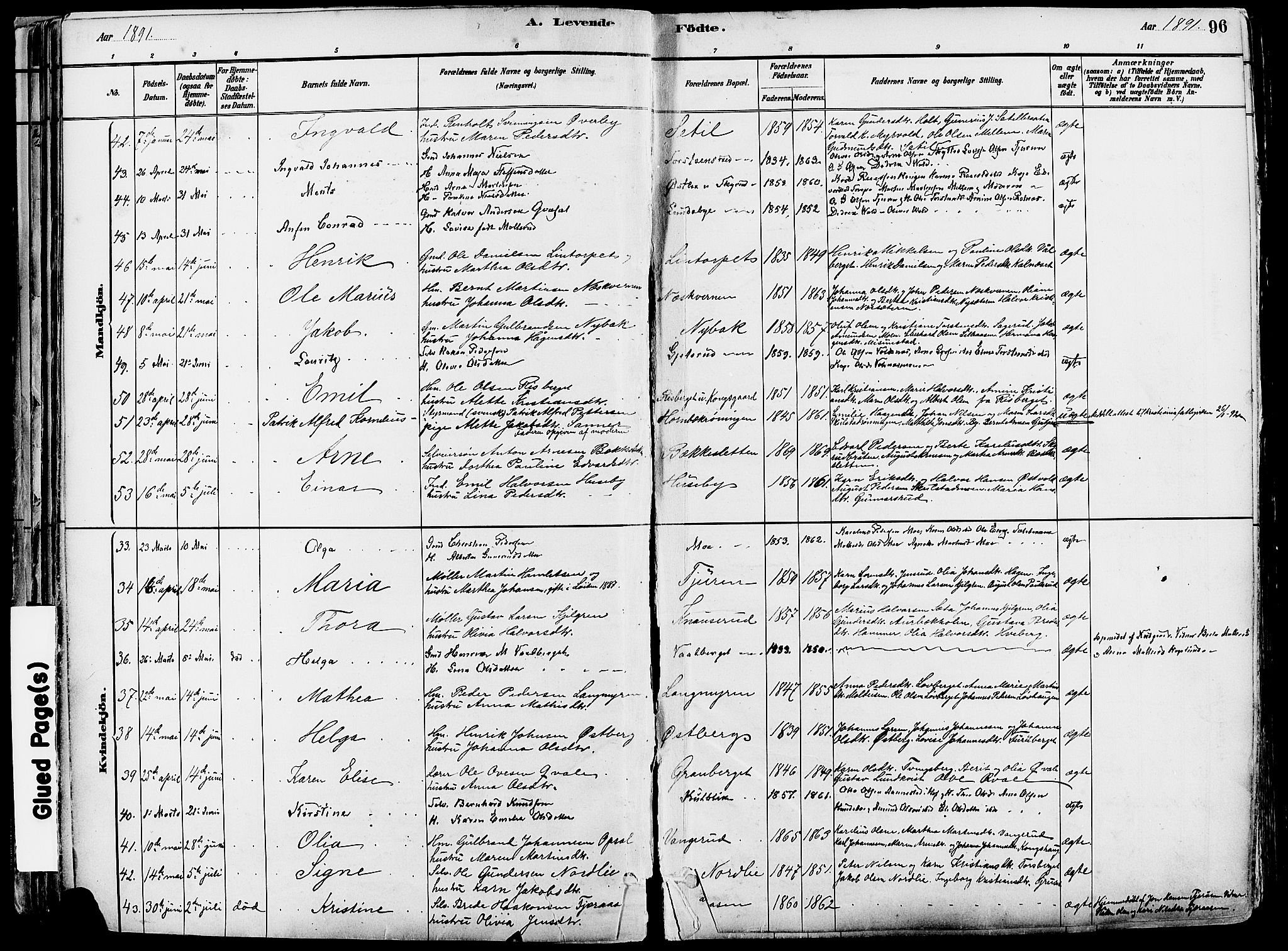 Grue prestekontor, AV/SAH-PREST-036/H/Ha/Haa/L0012: Parish register (official) no. 12, 1881-1897, p. 96