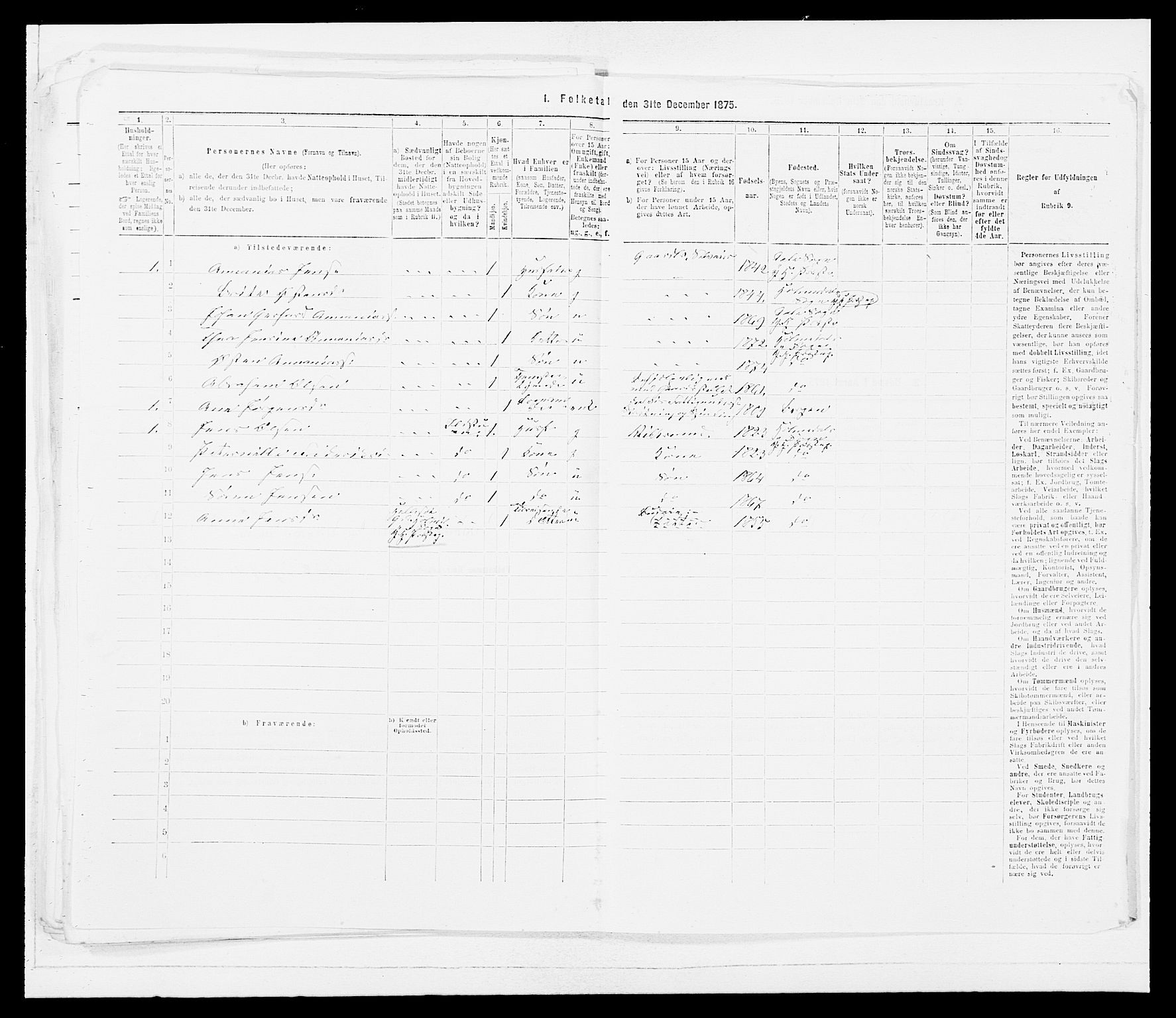 SAB, 1875 census for 1429P Ytre Holmedal, 1875, p. 265