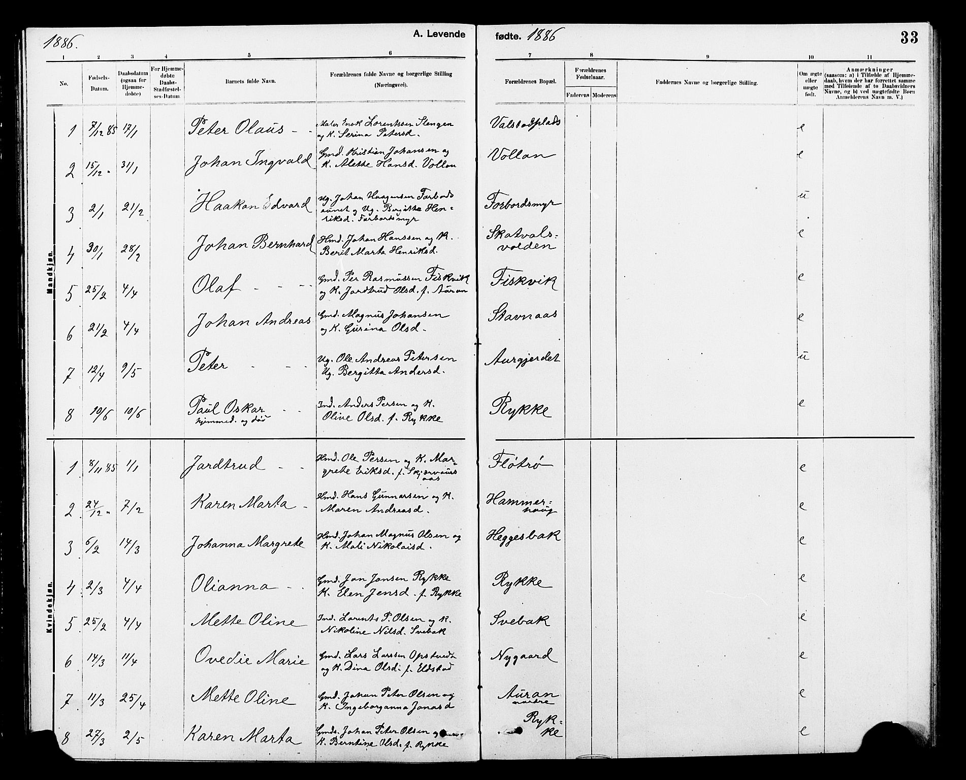 Ministerialprotokoller, klokkerbøker og fødselsregistre - Nord-Trøndelag, AV/SAT-A-1458/712/L0103: Parish register (copy) no. 712C01, 1878-1917, p. 33