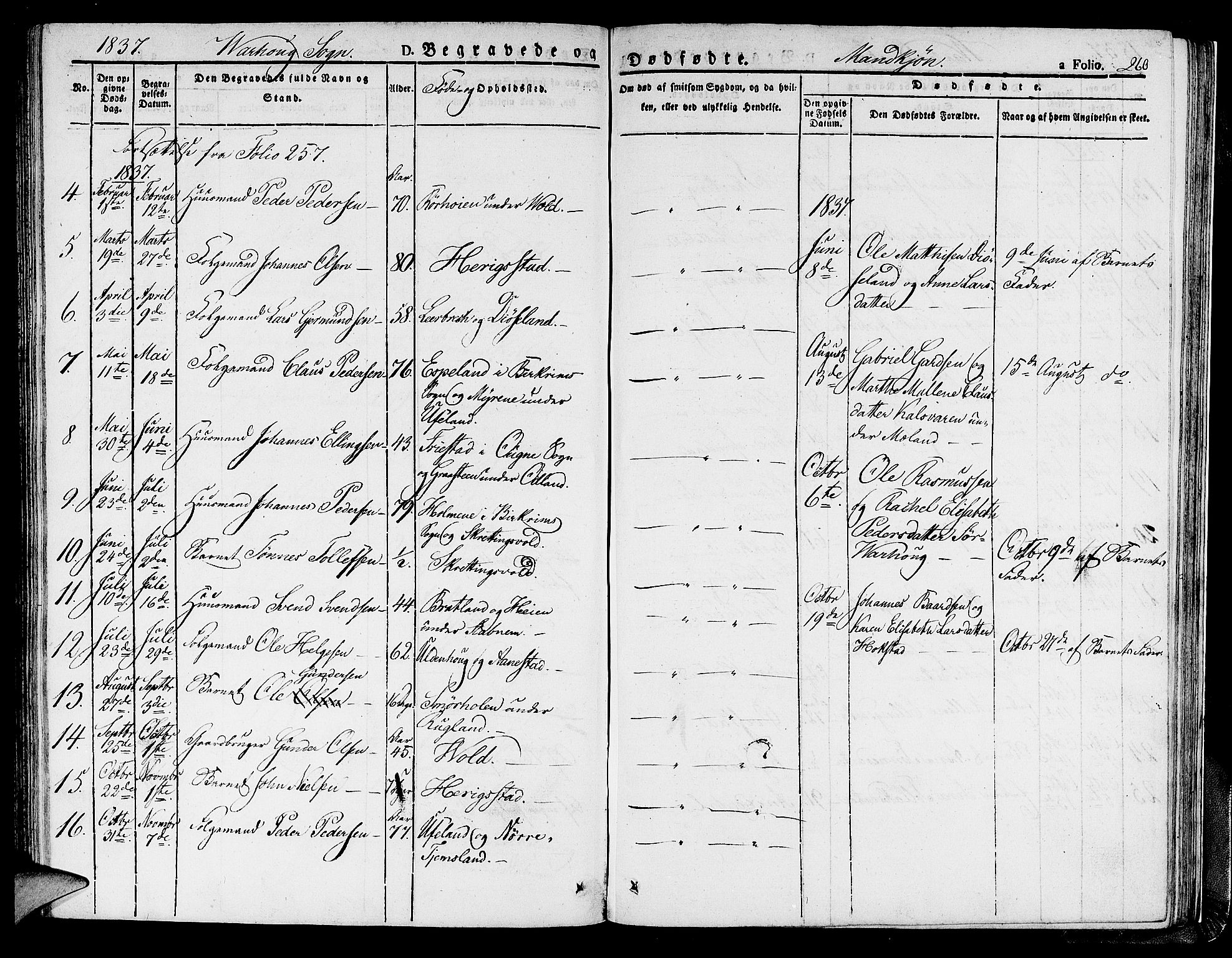 Hå sokneprestkontor, AV/SAST-A-101801/001/30BA/L0004: Parish register (official) no. A 4.1 /2, 1826-1841, p. 260