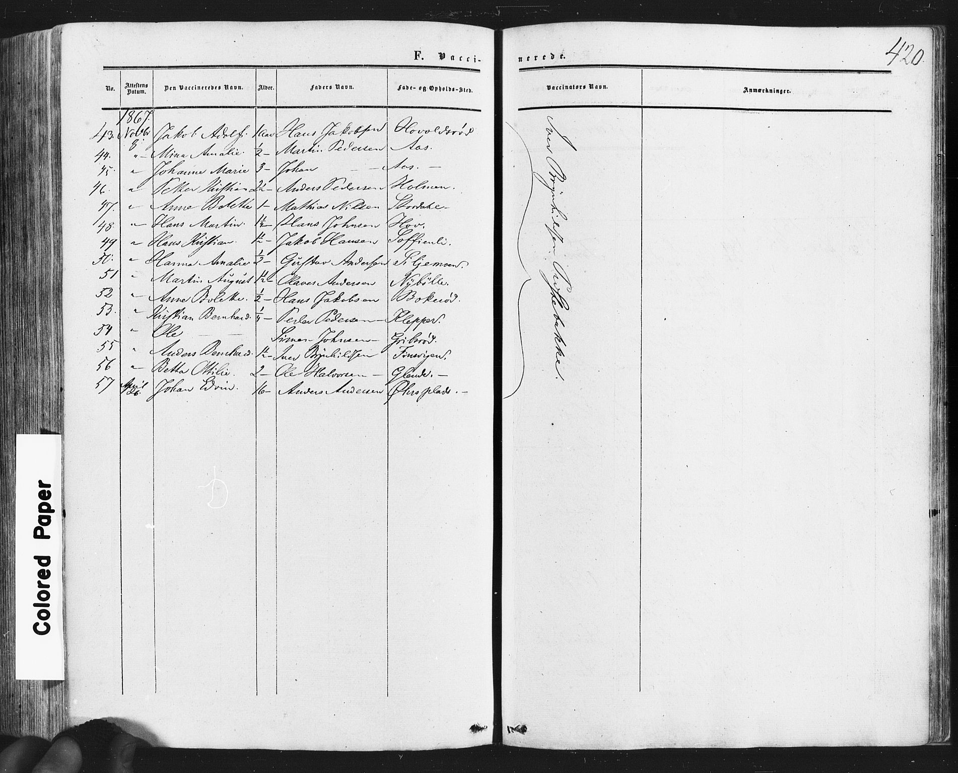 Idd prestekontor Kirkebøker, AV/SAO-A-10911/F/Fc/L0005: Parish register (official) no. III 5, 1861-1877, p. 420