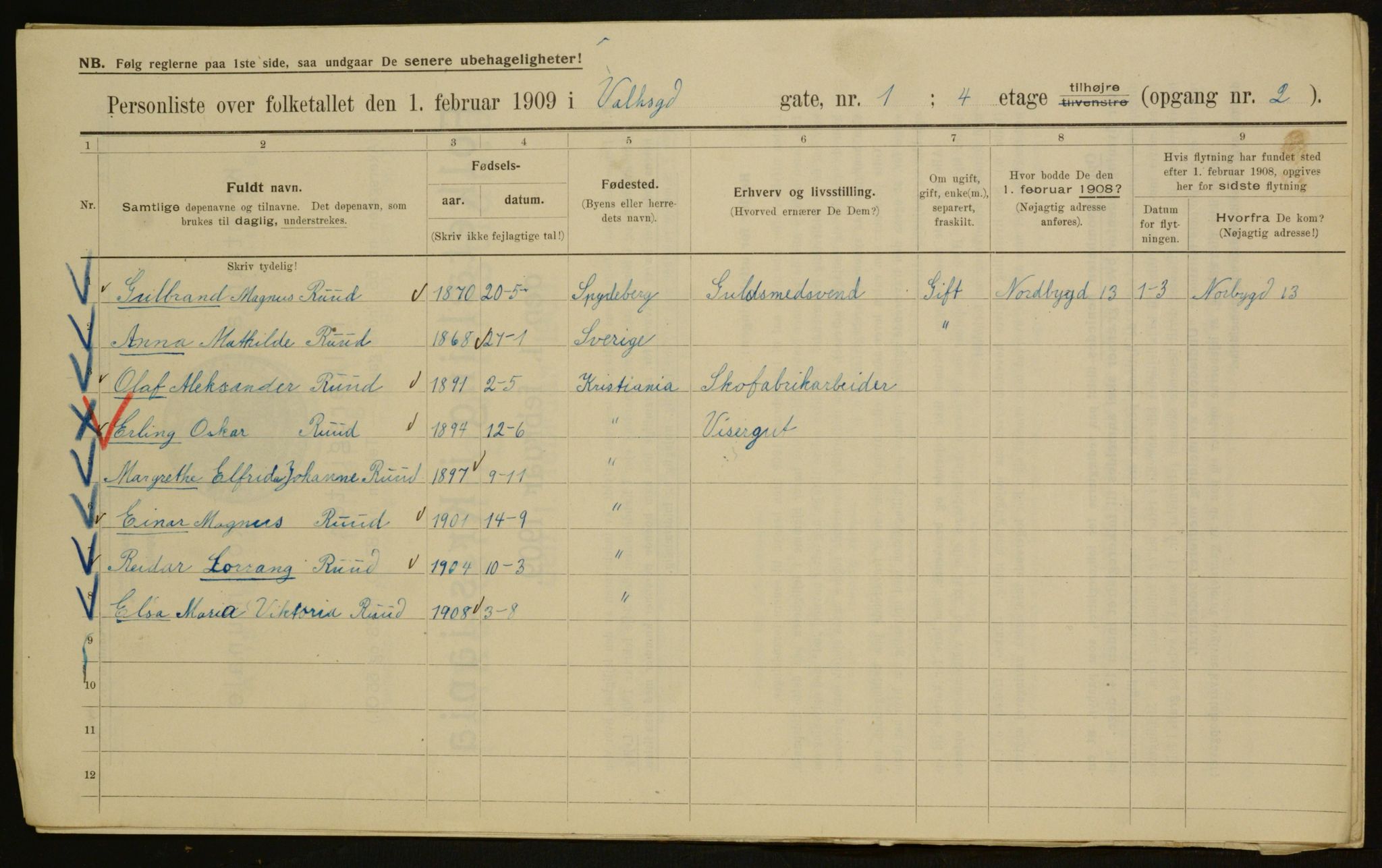 OBA, Municipal Census 1909 for Kristiania, 1909, p. 110177