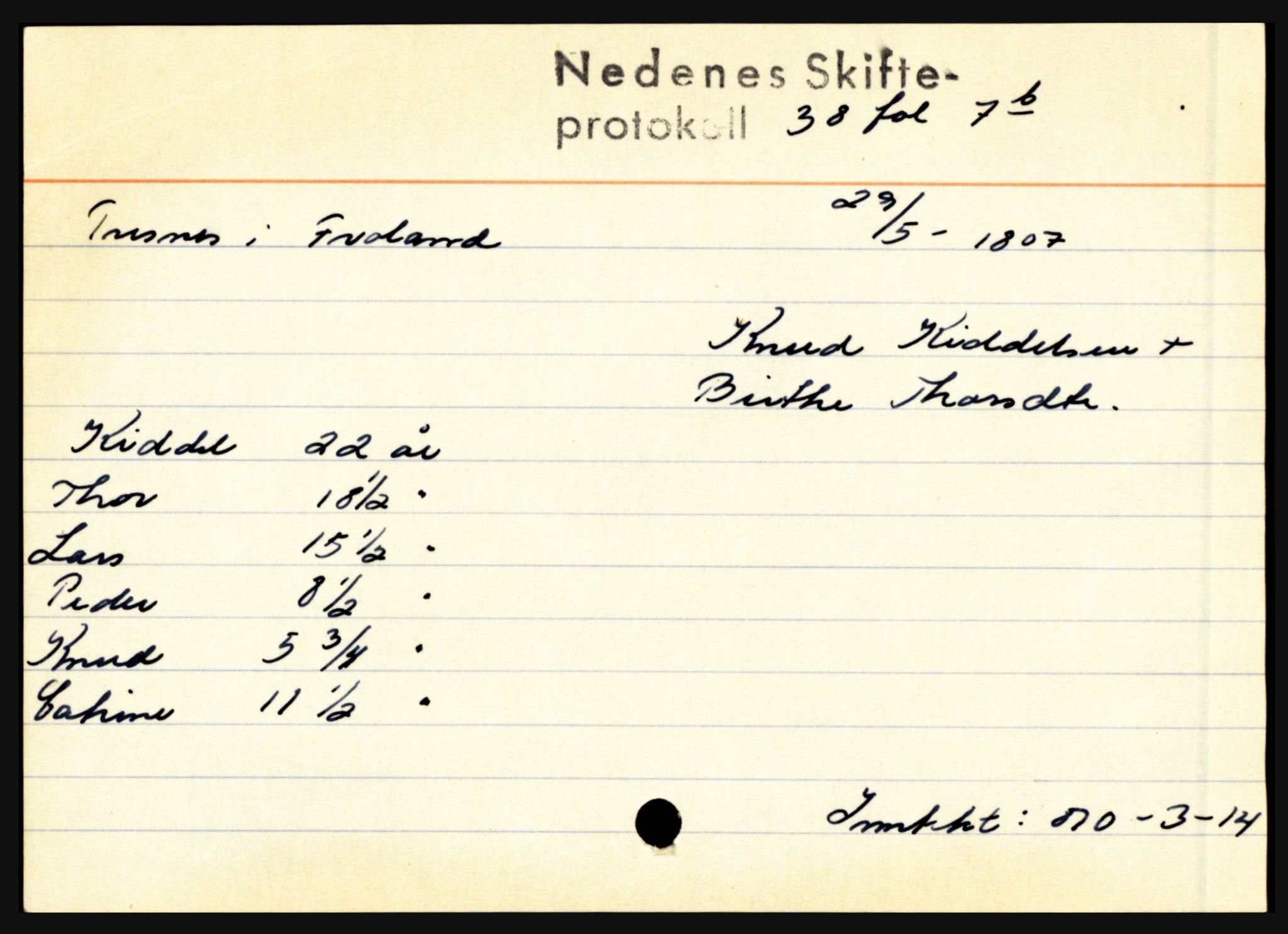 Nedenes sorenskriveri før 1824, AV/SAK-1221-0007/H, p. 31079