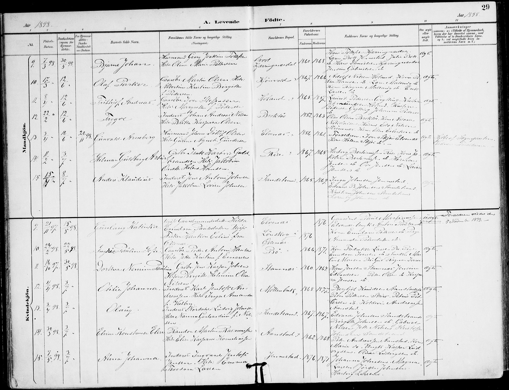 Ministerialprotokoller, klokkerbøker og fødselsregistre - Nordland, AV/SAT-A-1459/895/L1372: Parish register (official) no. 895A07, 1894-1914, p. 29