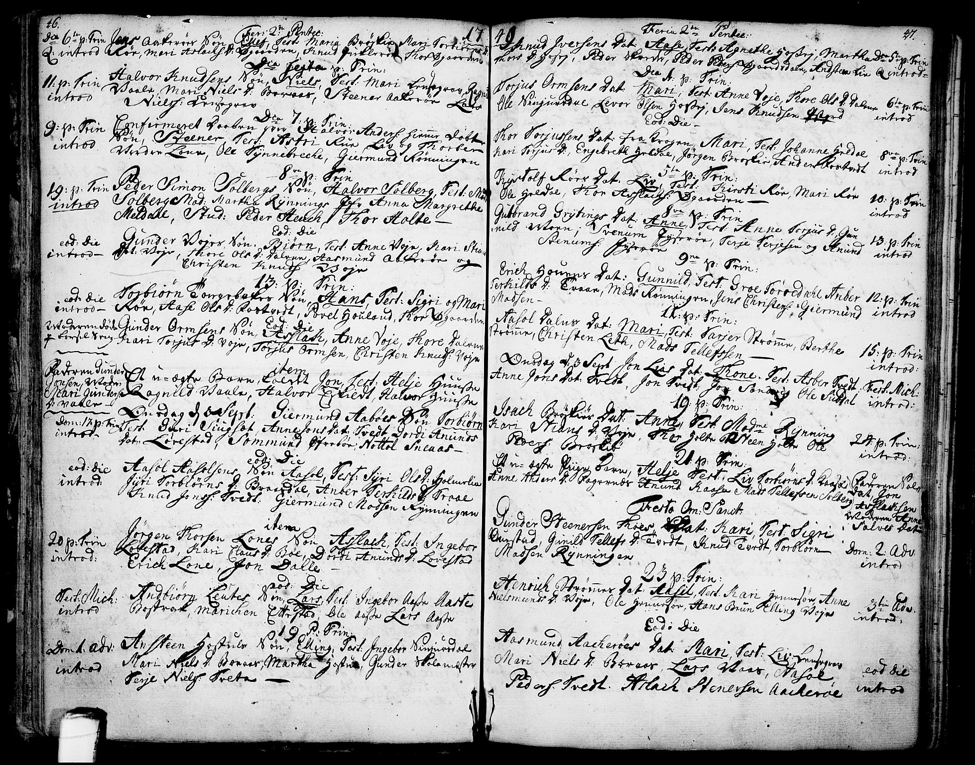 Drangedal kirkebøker, SAKO/A-258/F/Fa/L0001: Parish register (official) no. 1, 1697-1767, p. 46-47