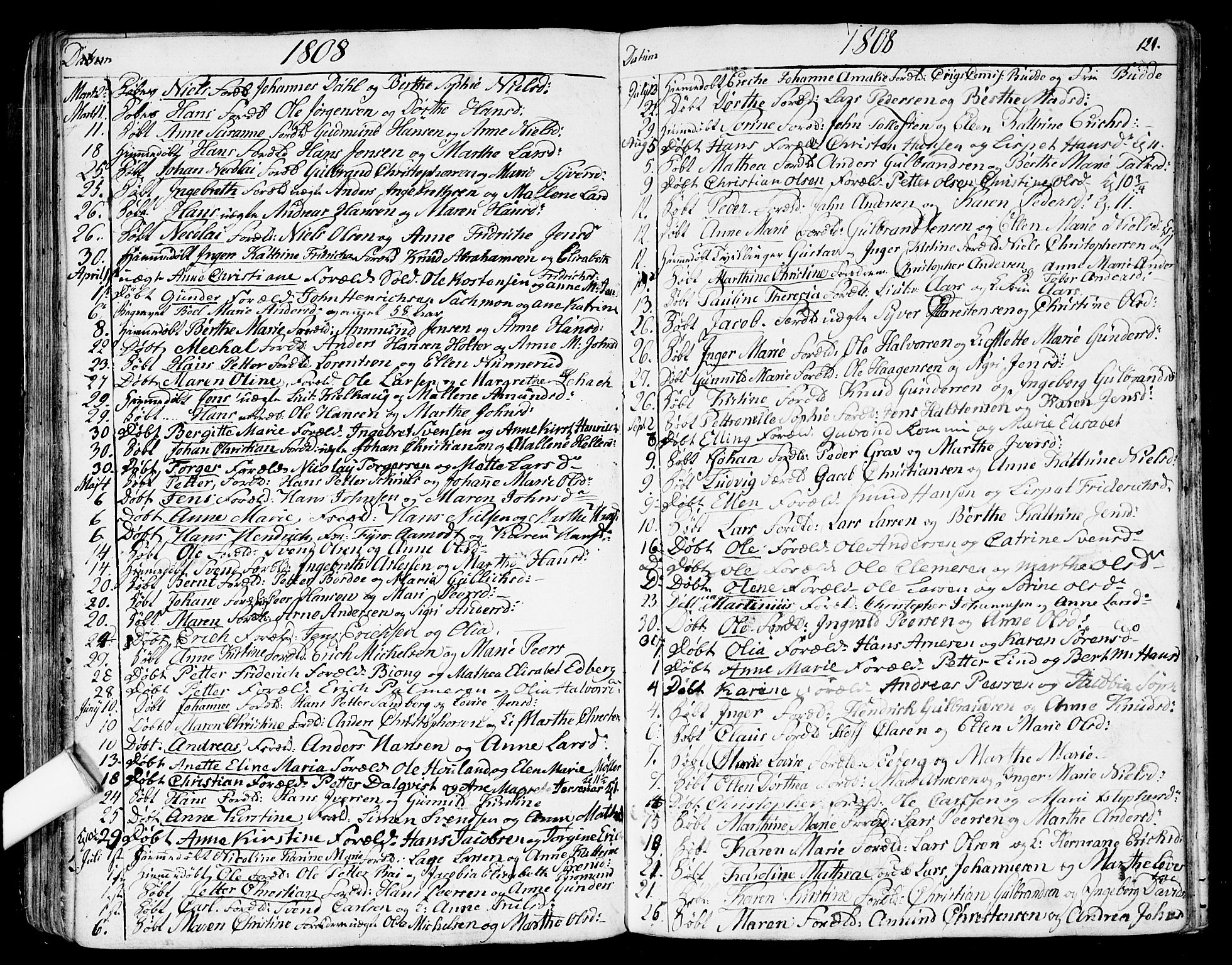 Garnisonsmenigheten Kirkebøker, SAO/A-10846/G/Ga/L0001: Parish register (copy) no. 1, 1796-1814, p. 120-121