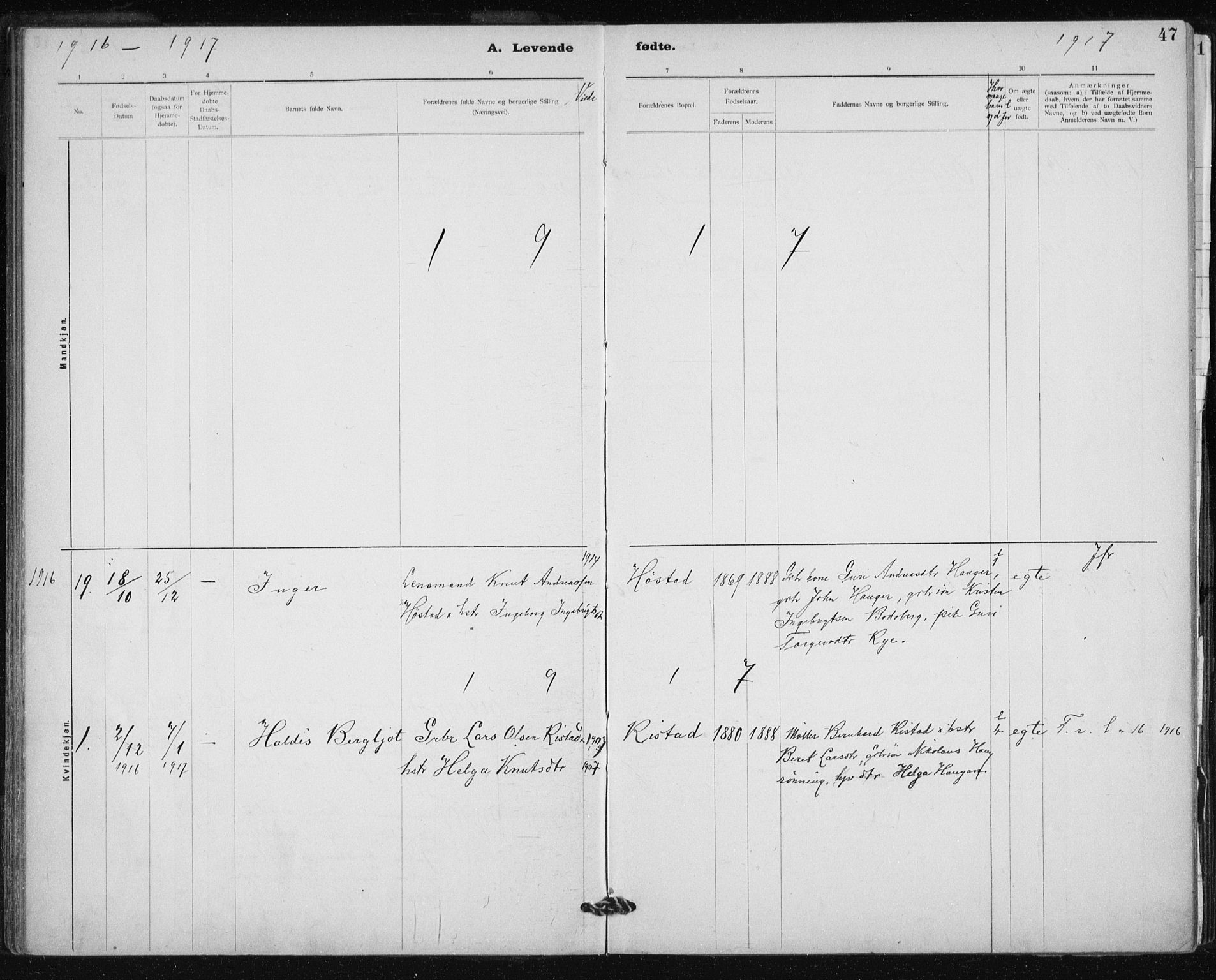 Ministerialprotokoller, klokkerbøker og fødselsregistre - Sør-Trøndelag, SAT/A-1456/612/L0381: Parish register (official) no. 612A13, 1907-1923, p. 47