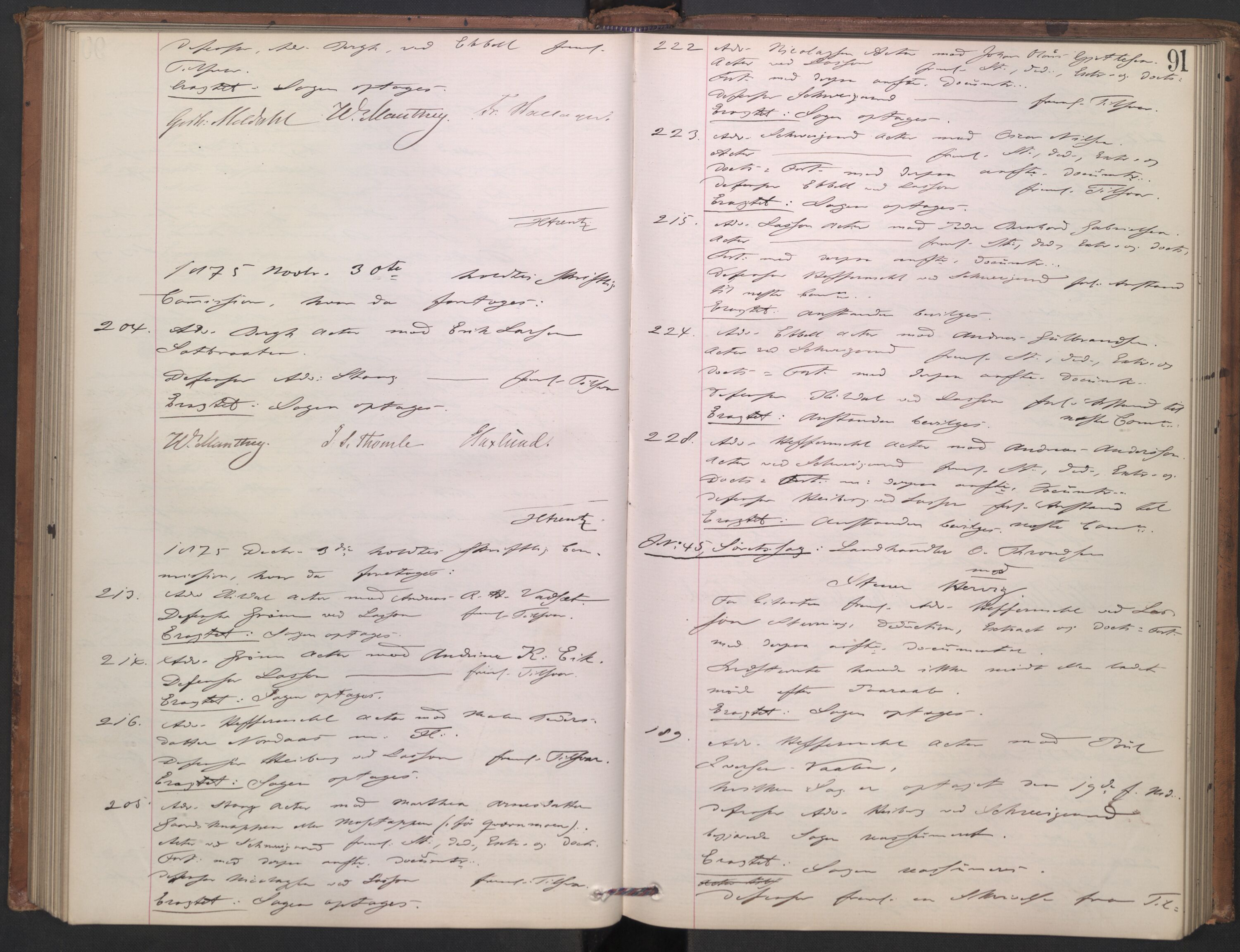 Høyesterett, AV/RA-S-1002/E/Ef/L0013: Protokoll over saker som gikk til skriftlig behandling, 1873-1879, p. 90b-91a