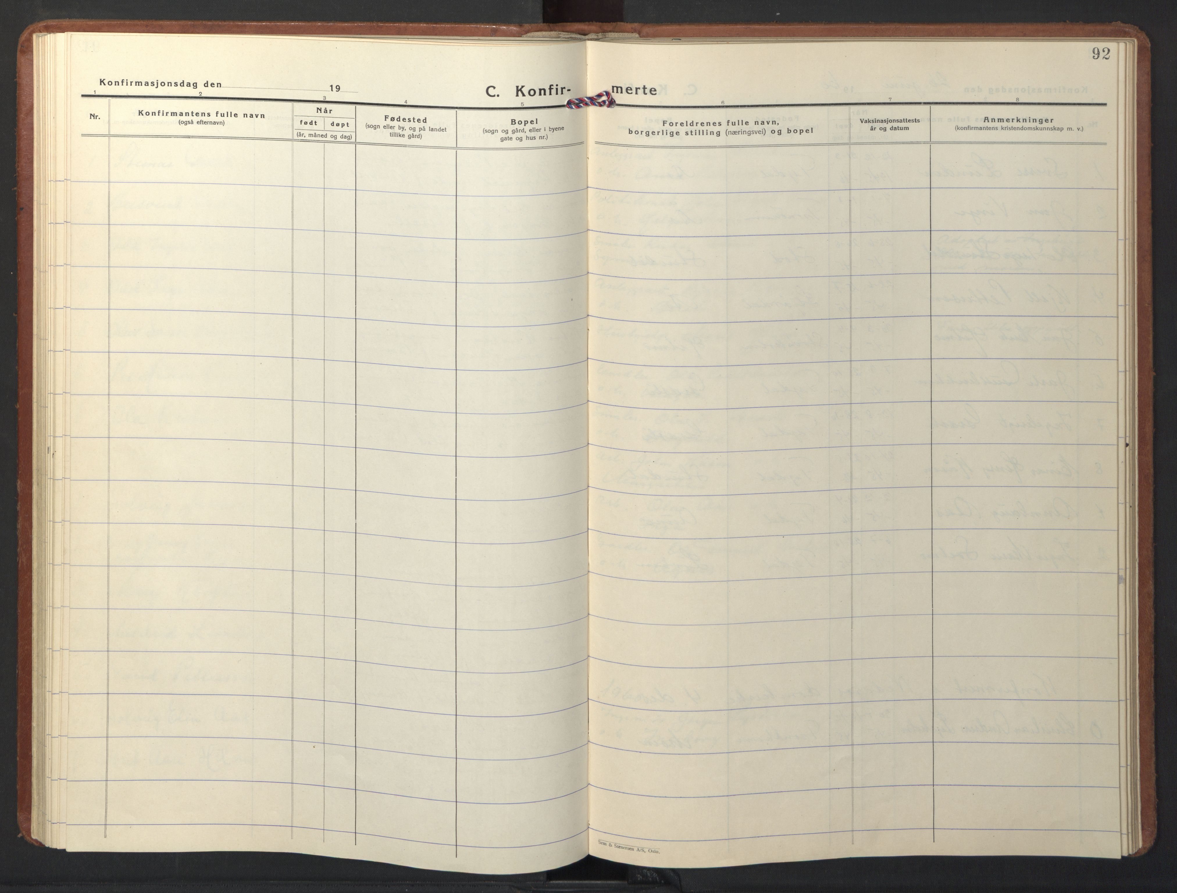 Ministerialprotokoller, klokkerbøker og fødselsregistre - Sør-Trøndelag, SAT/A-1456/698/L1169: Parish register (copy) no. 698C06, 1930-1949, p. 92
