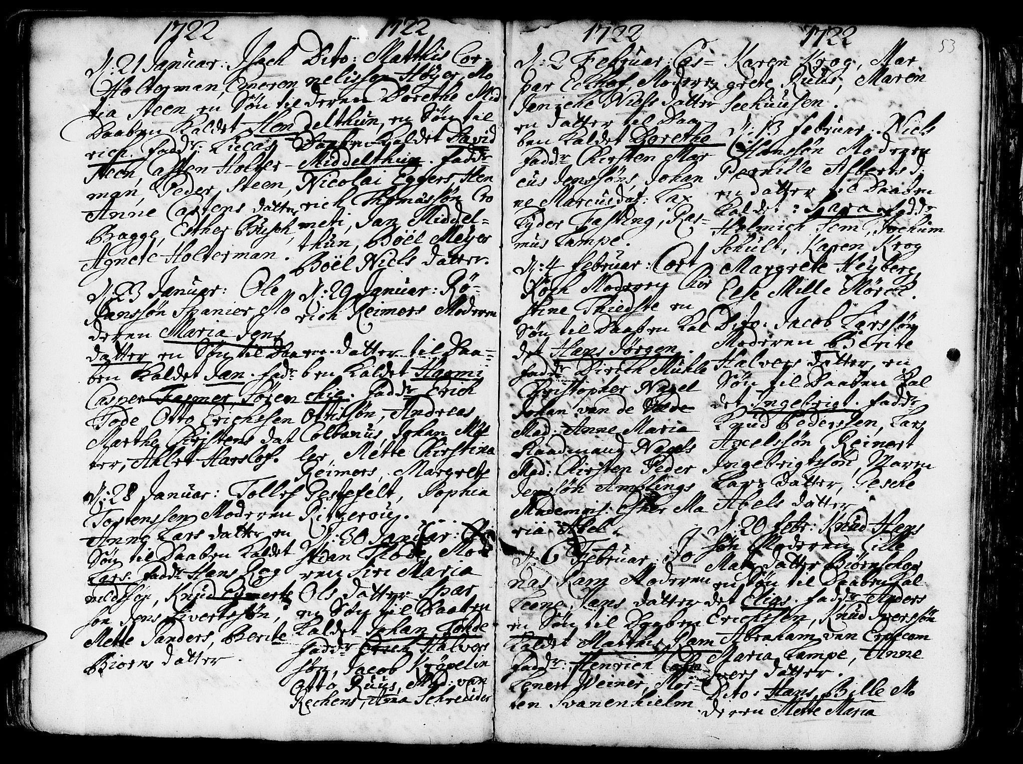 Nykirken Sokneprestembete, AV/SAB-A-77101/H/Haa/L0003: Parish register (official) no. A 3, 1717-1764, p. 53