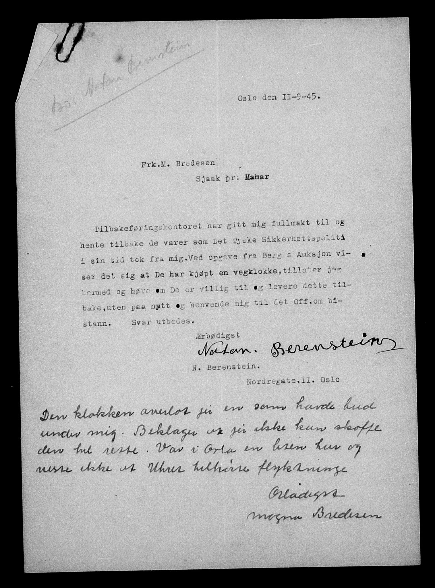 Justisdepartementet, Tilbakeføringskontoret for inndratte formuer, AV/RA-S-1564/H/Hc/Hcc/L0923: --, 1945-1947, p. 336