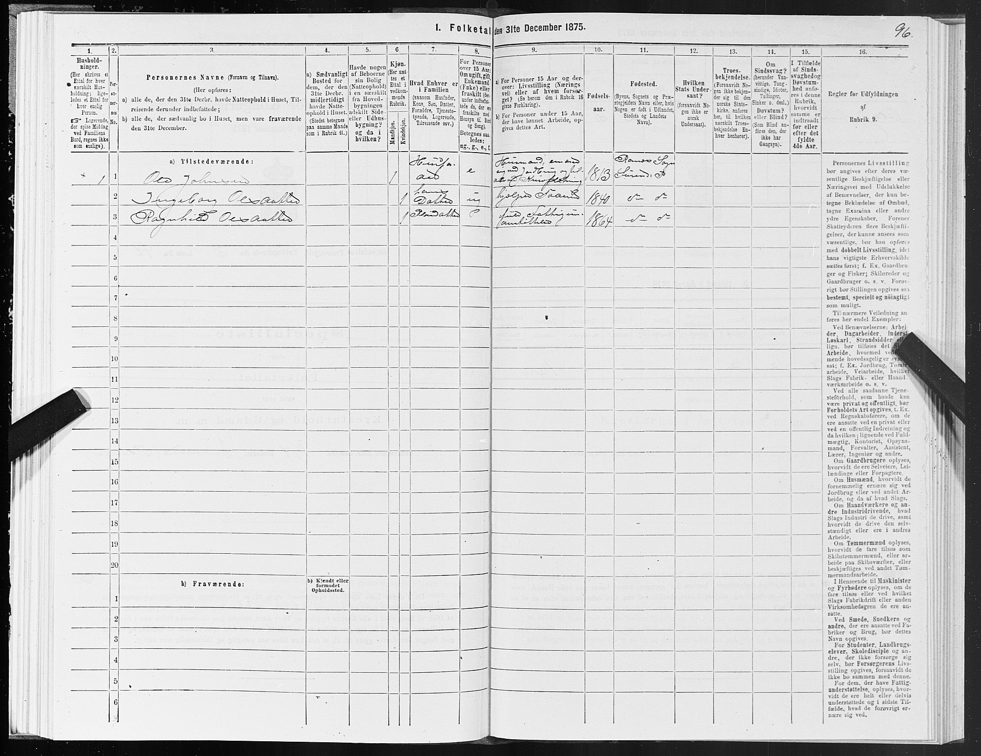 SAT, 1875 census for 1566P Surnadal, 1875, p. 2096