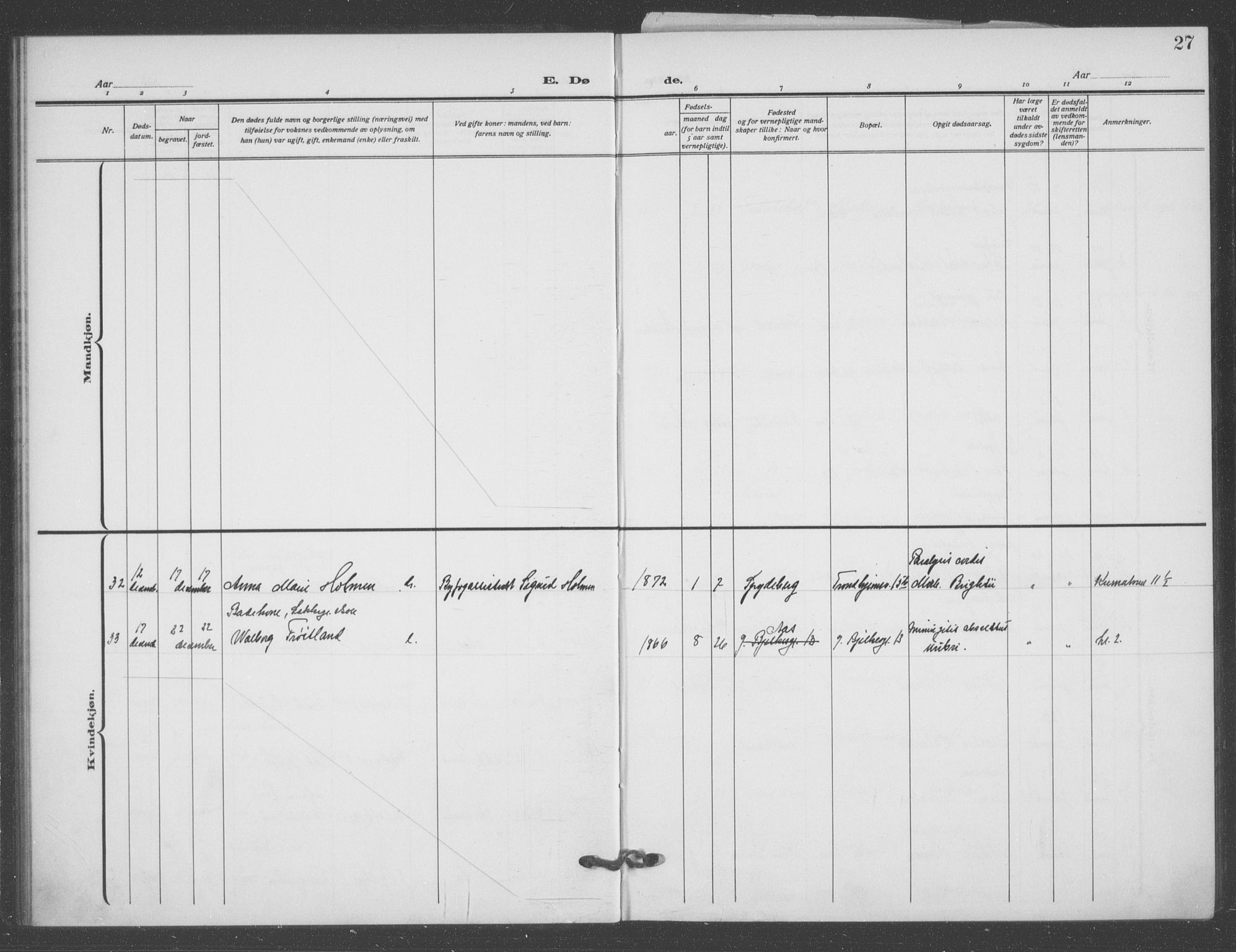 Matteus prestekontor Kirkebøker, SAO/A-10870/F/Fa/L0004: Parish register (official) no. 4, 1917-1938, p. 27