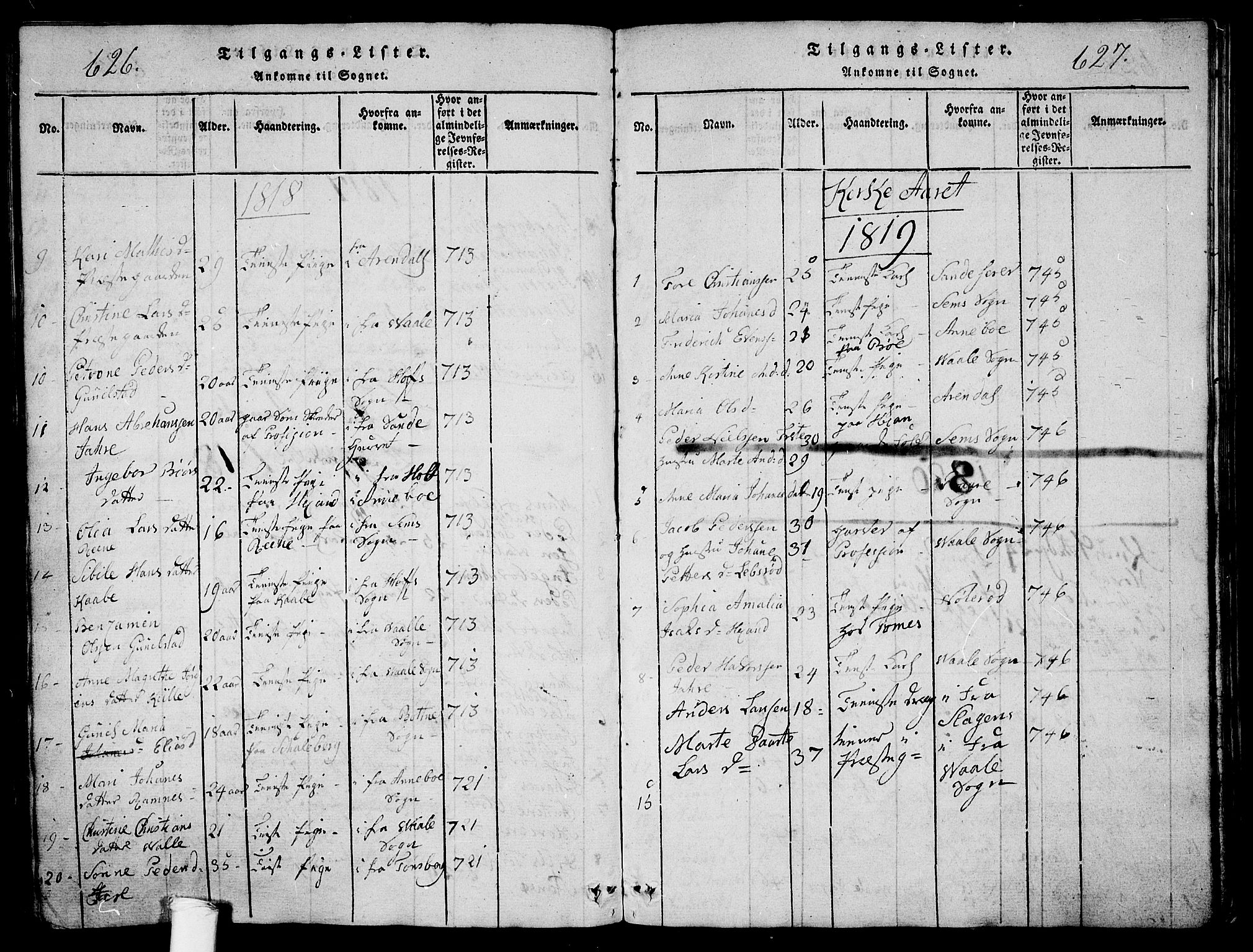 Ramnes kirkebøker, AV/SAKO-A-314/G/Ga/L0001: Parish register (copy) no. I 1, 1813-1847, p. 626-627