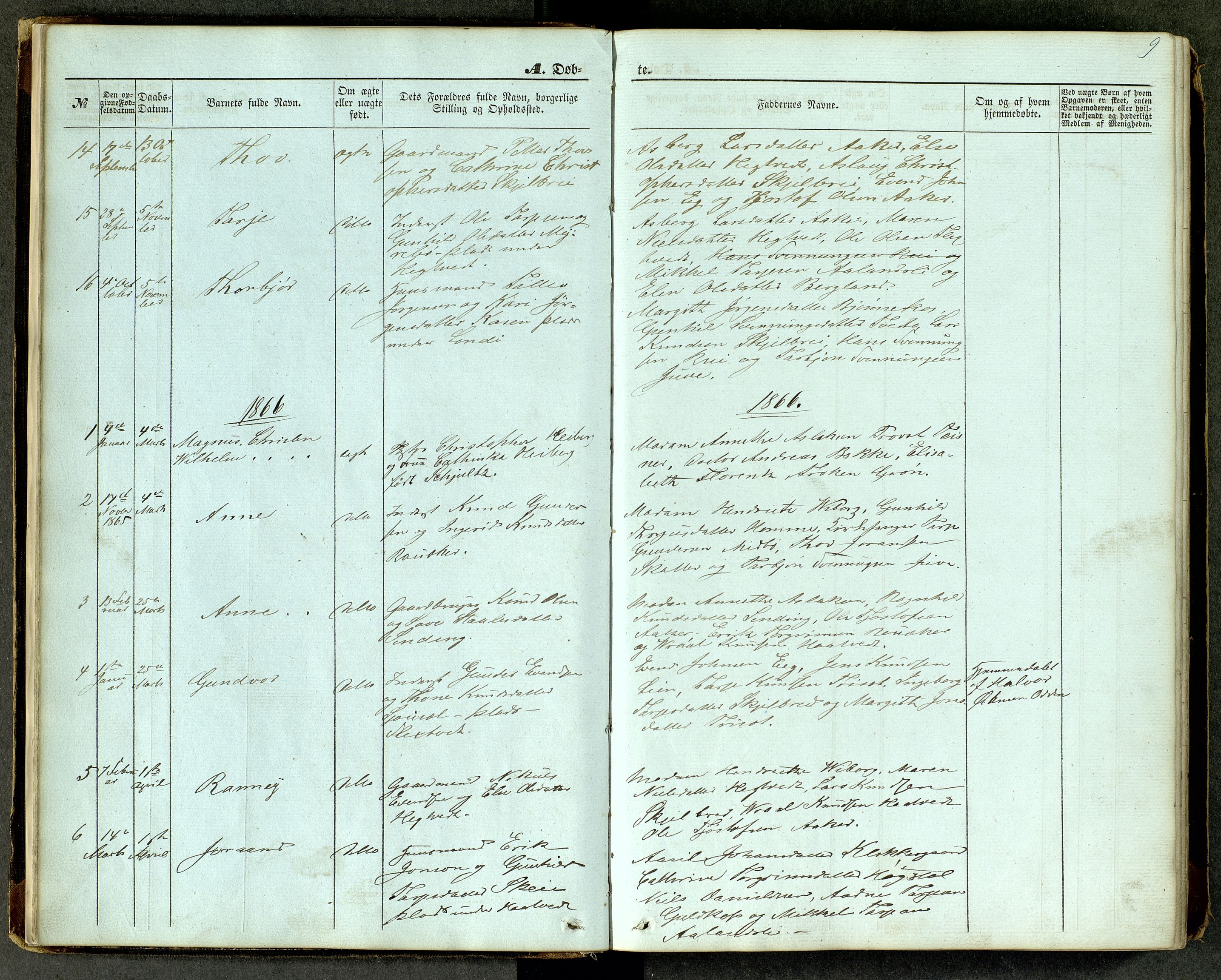 Lårdal kirkebøker, SAKO/A-284/G/Ga/L0002: Parish register (copy) no. I 2, 1861-1890, p. 9
