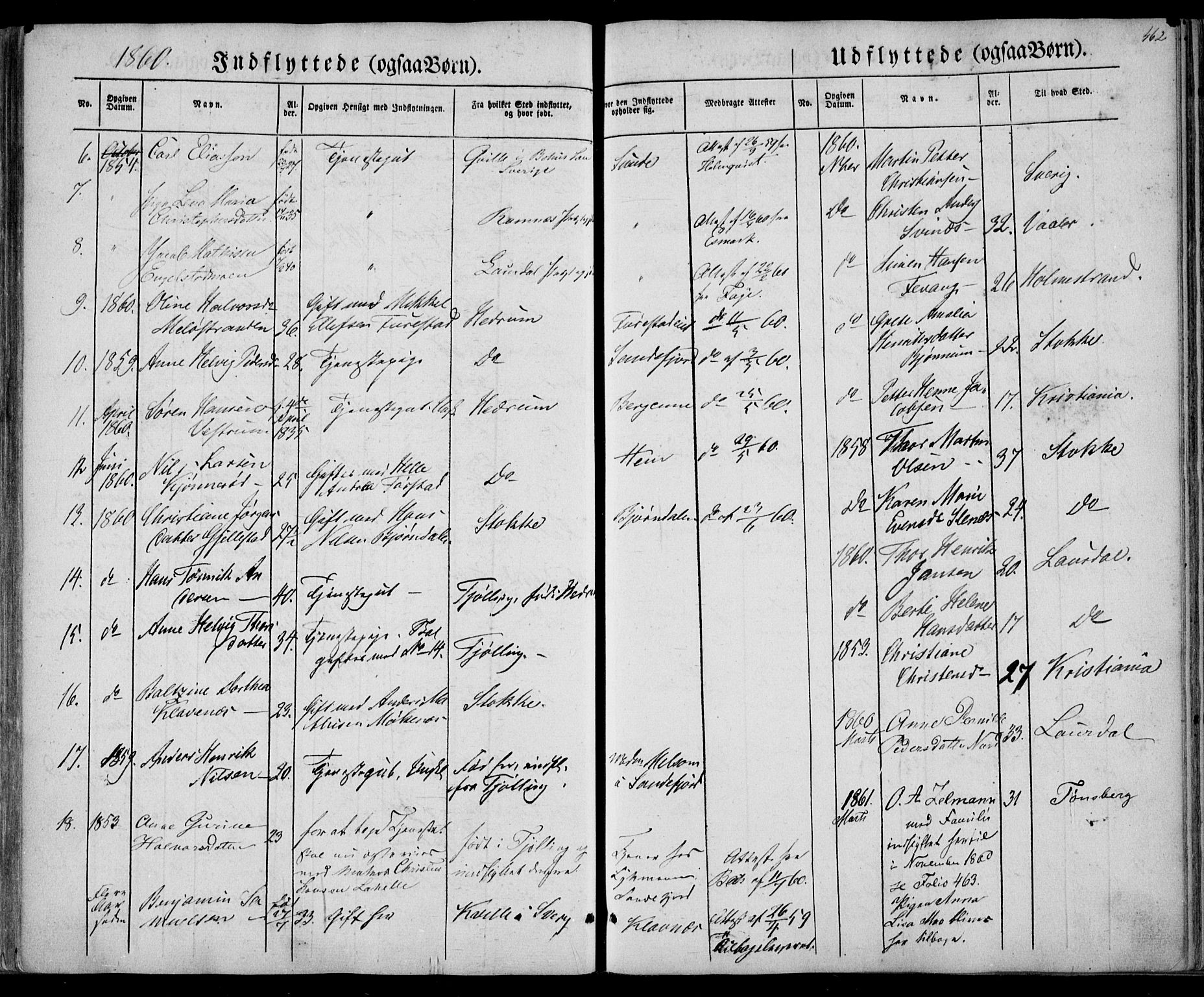 Sandar kirkebøker, AV/SAKO-A-243/F/Fa/L0007: Parish register (official) no. 7, 1855-1861, p. 462