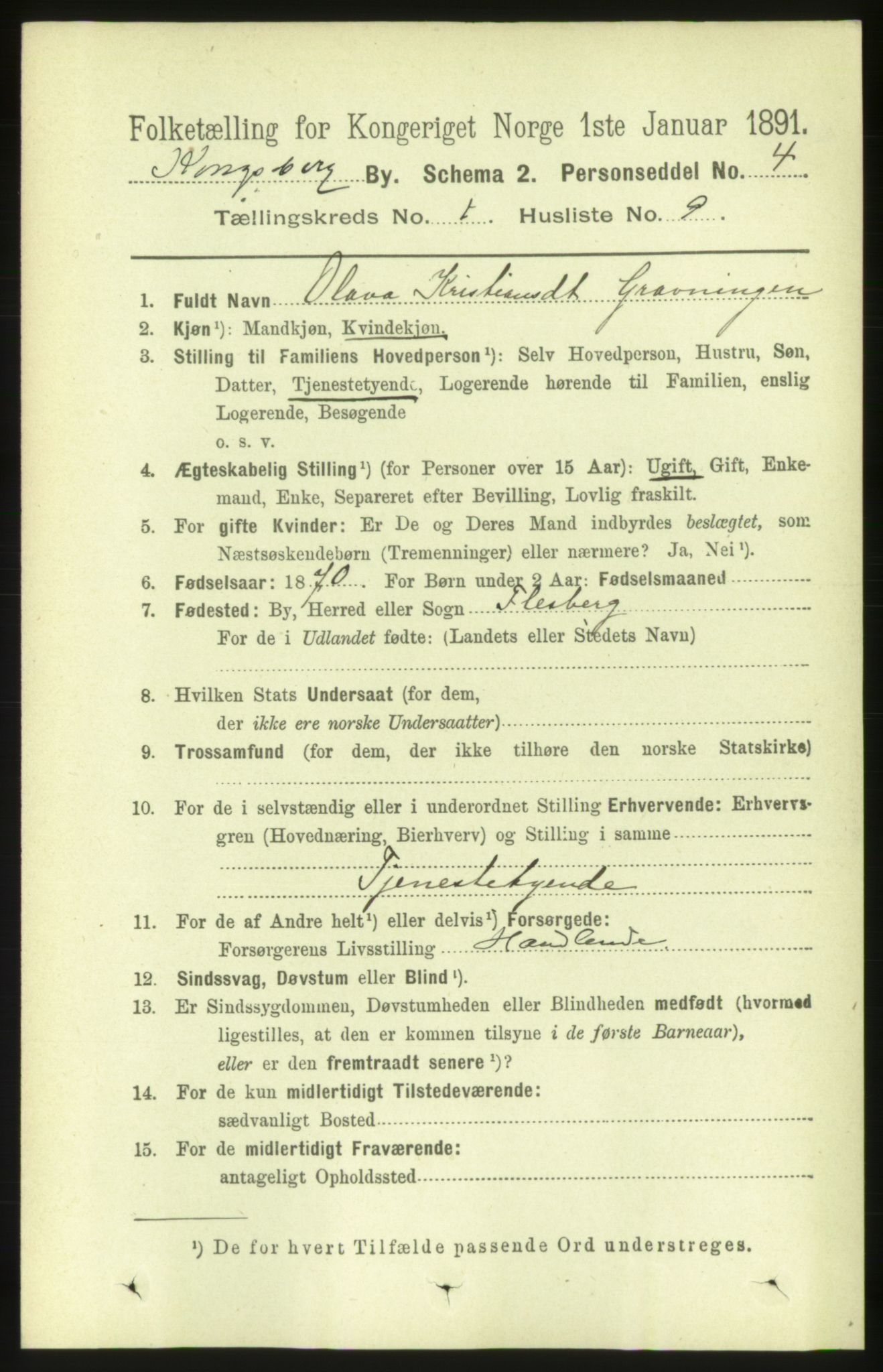 RA, 1891 census for 0604 Kongsberg, 1891, p. 1656