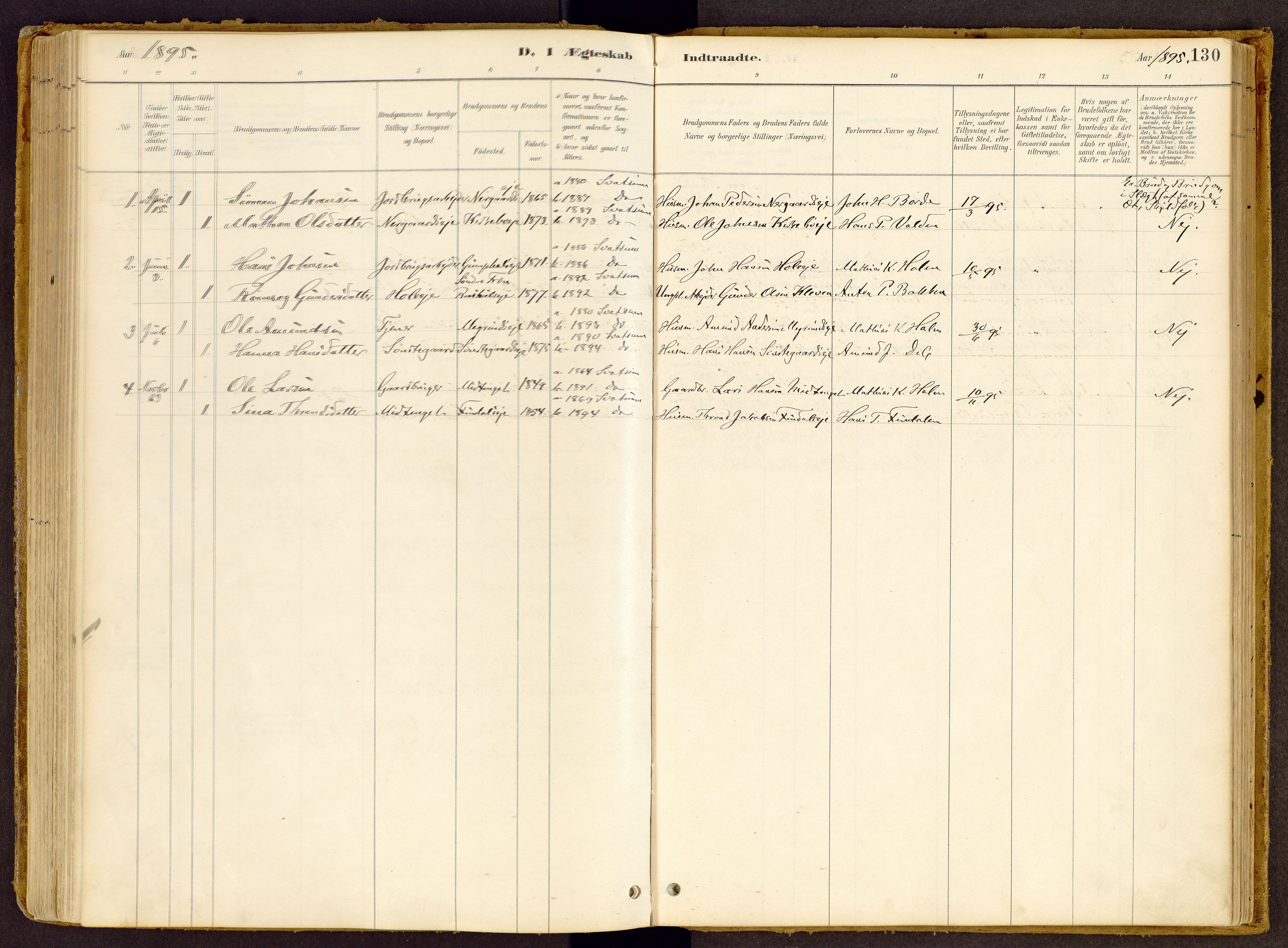 Vestre Gausdal prestekontor, SAH/PREST-094/H/Ha/Haa/L0002: Parish register (official) no. 2, 1887-1918, p. 130