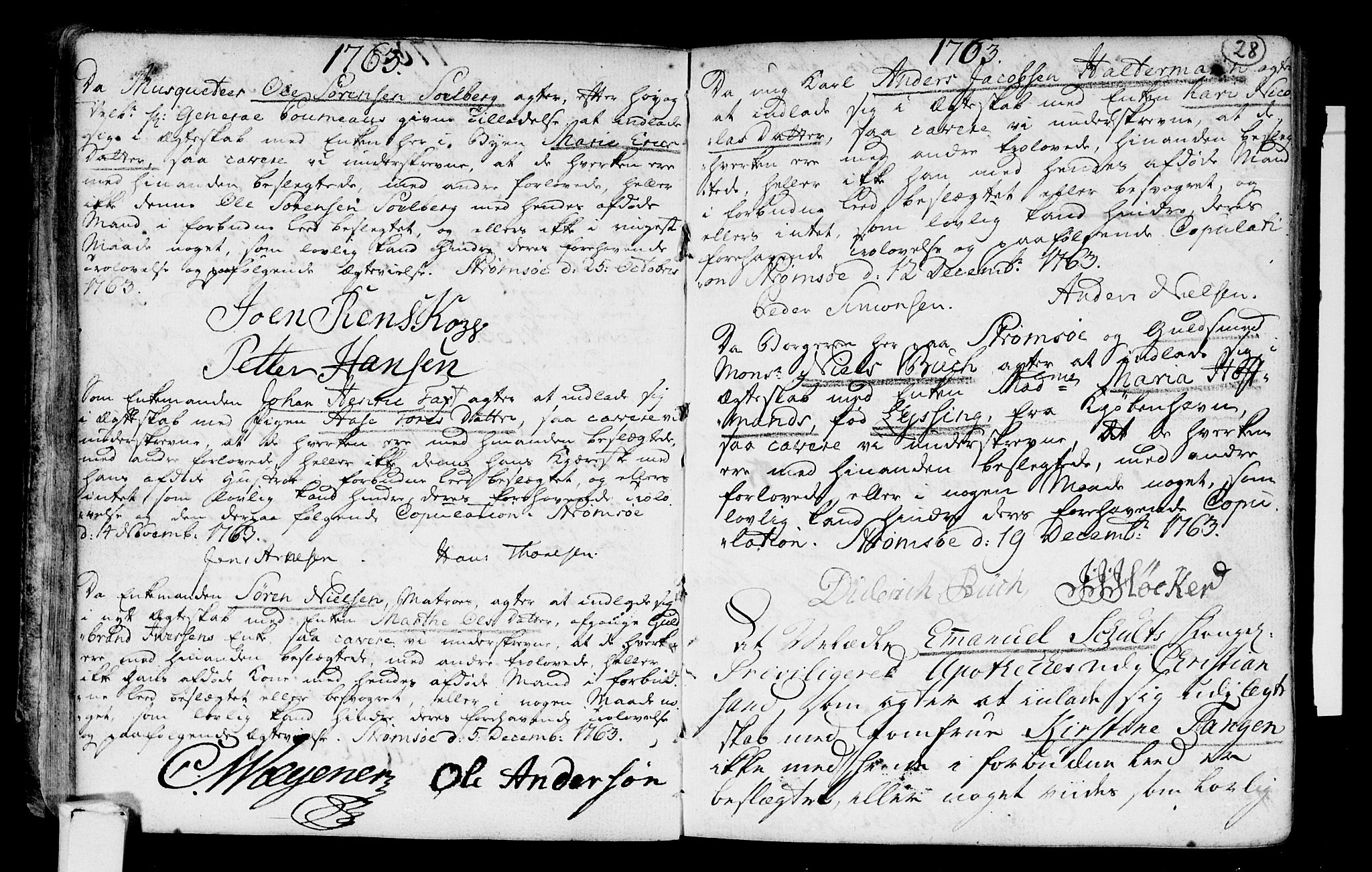 Strømsø kirkebøker, AV/SAKO-A-246/H/Hb/L0001: Best man's statements no. 1, 1752-1815, p. 28