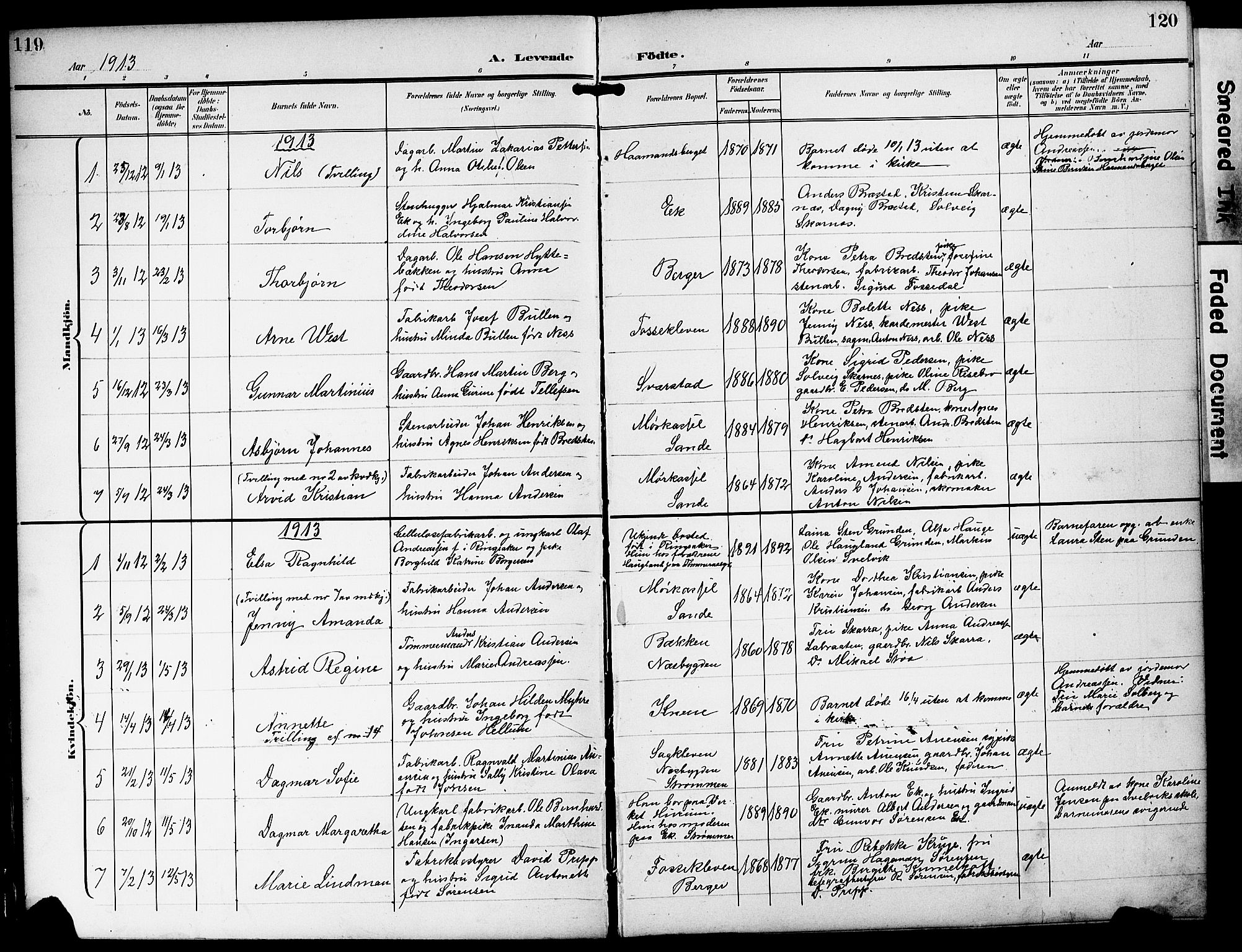 Strømm kirkebøker, AV/SAKO-A-322/G/Ga/L0004: Parish register (copy) no. I 4, 1897-1927, p. 119-120