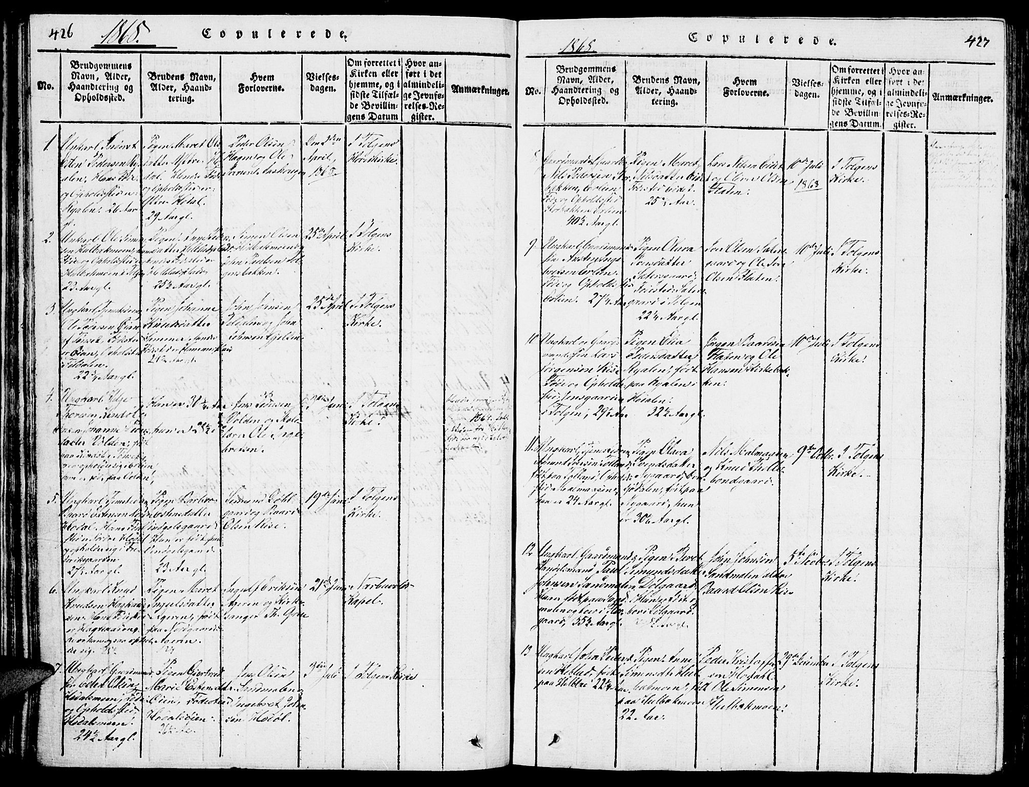 Tolga prestekontor, AV/SAH-PREST-062/L/L0001: Parish register (copy) no. 1, 1814-1877, p. 426-427