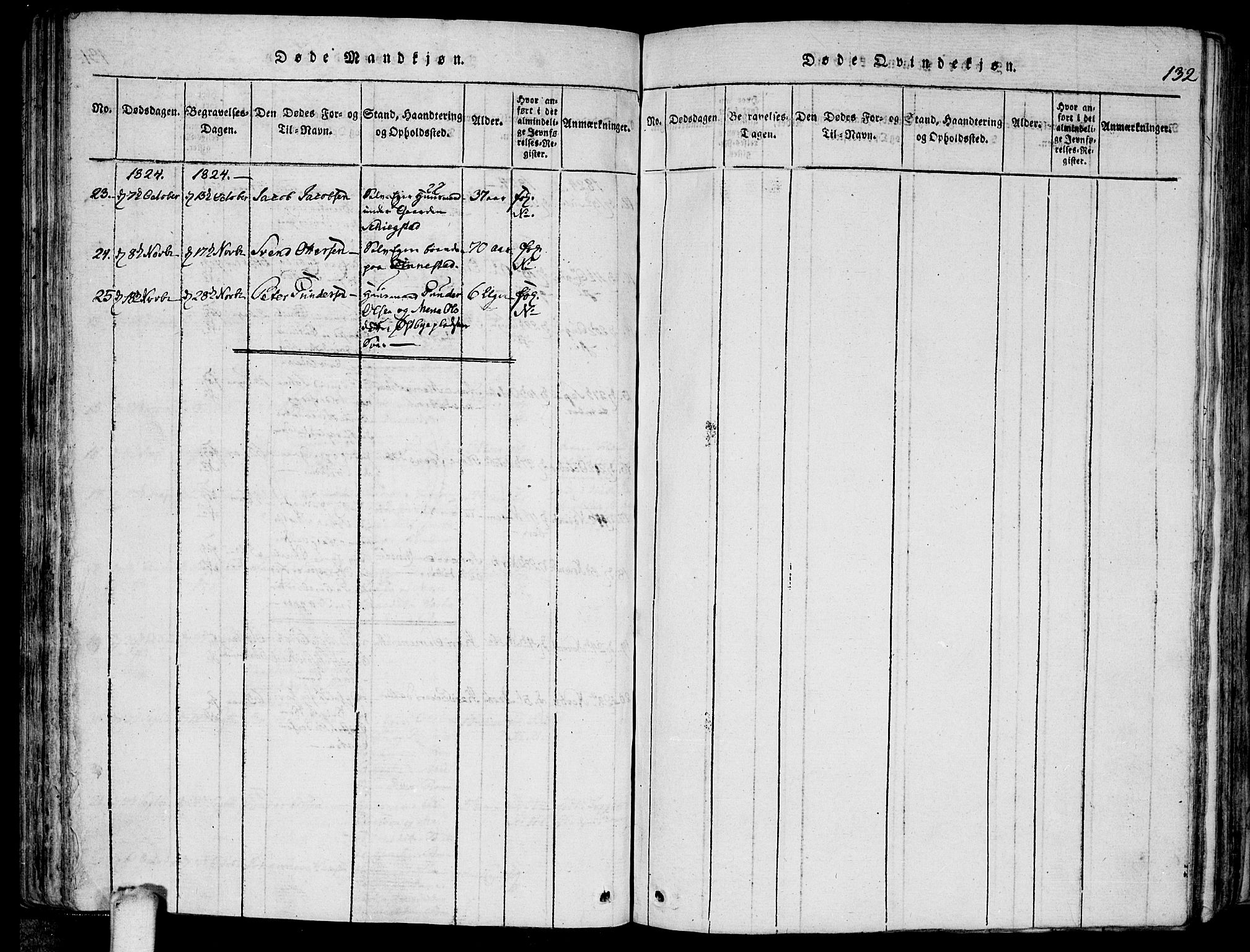 Kråkstad prestekontor Kirkebøker, SAO/A-10125a/F/Fa/L0003: Parish register (official) no. I 3, 1813-1824, p. 132