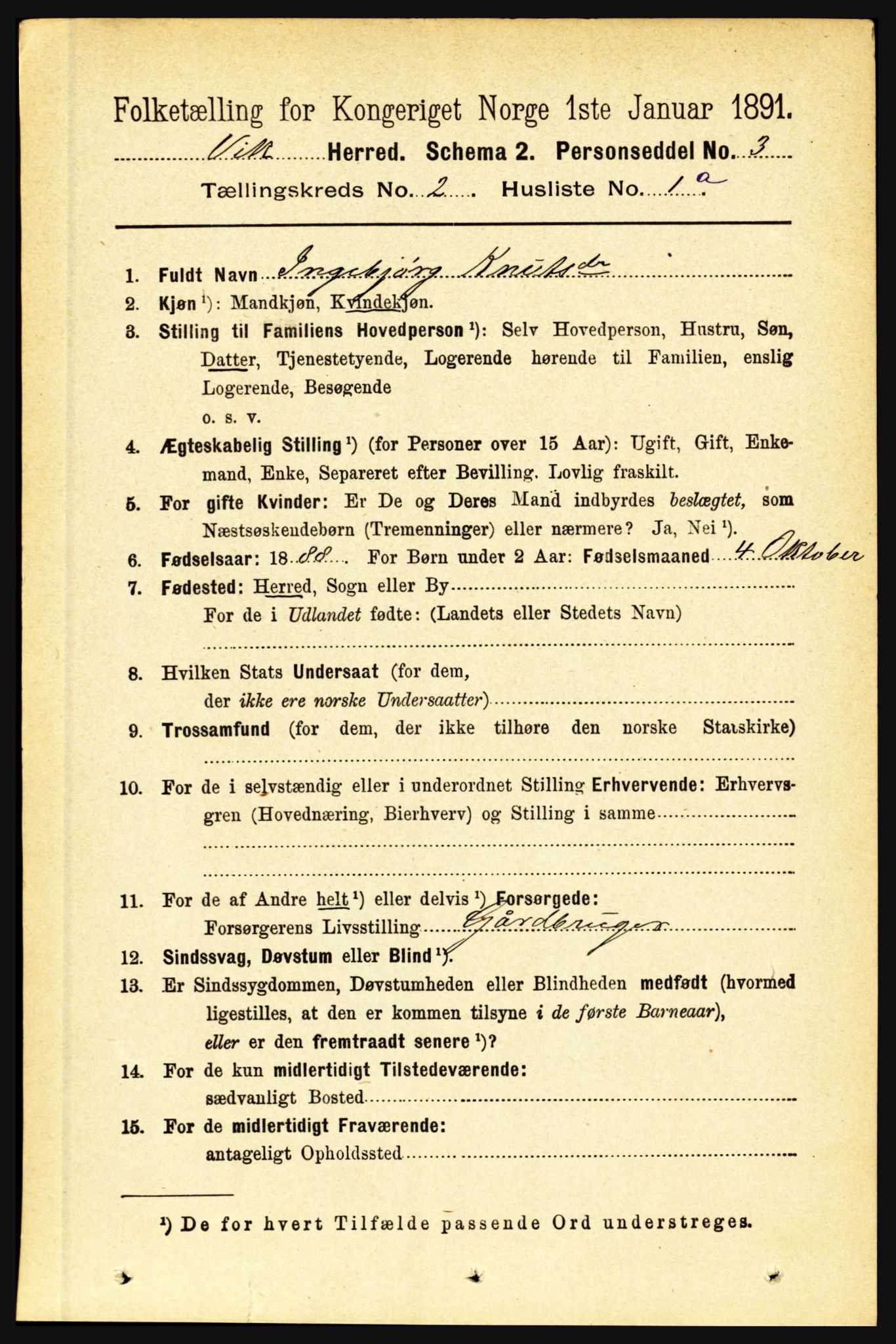 RA, 1891 census for 1417 Vik, 1891, p. 712