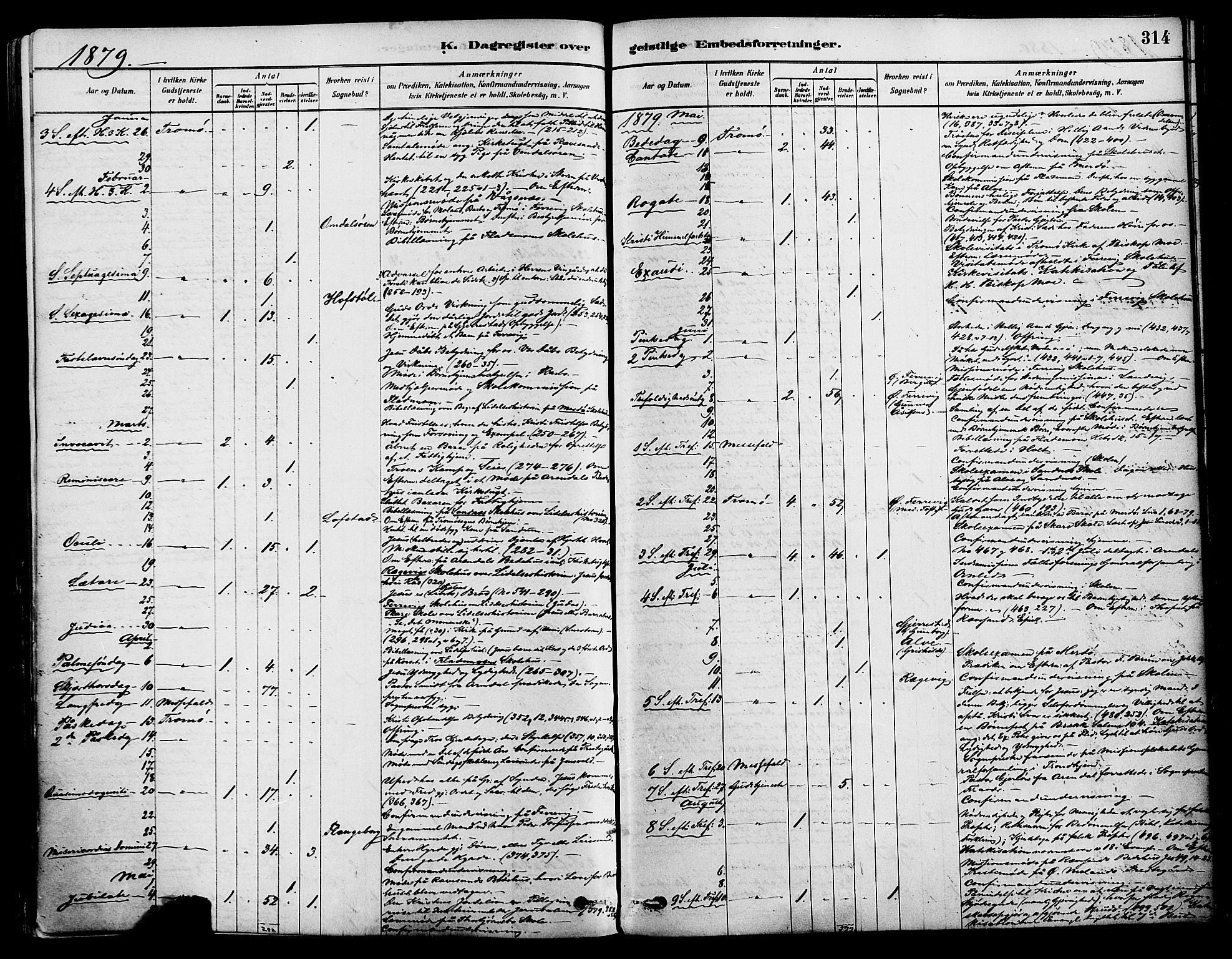 Tromøy sokneprestkontor, AV/SAK-1111-0041/F/Fa/L0009: Parish register (official) no. A 9, 1878-1896, p. 314