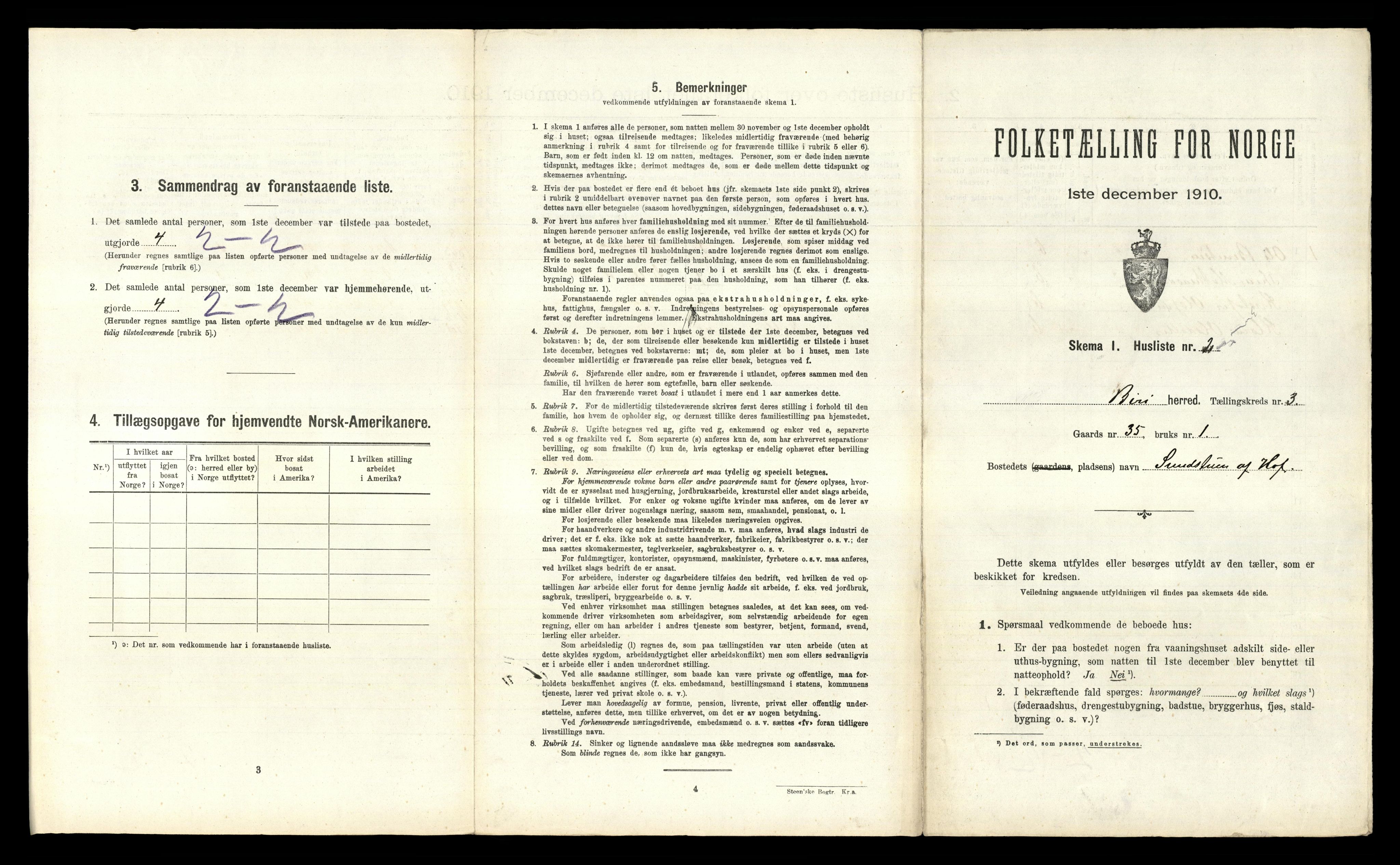 RA, 1910 census for Biri, 1910, p. 527