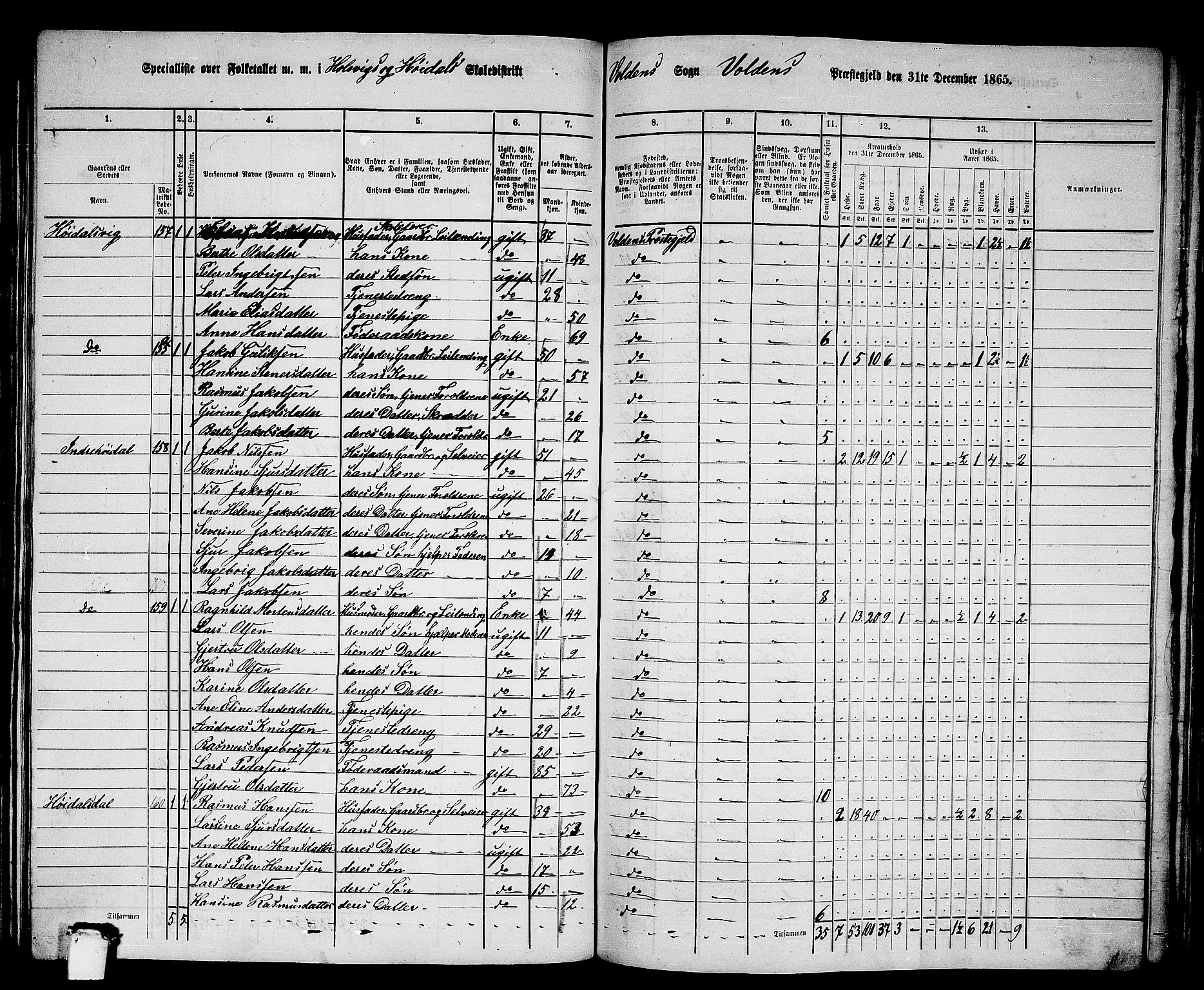 RA, 1865 census for Volda, 1865, p. 104