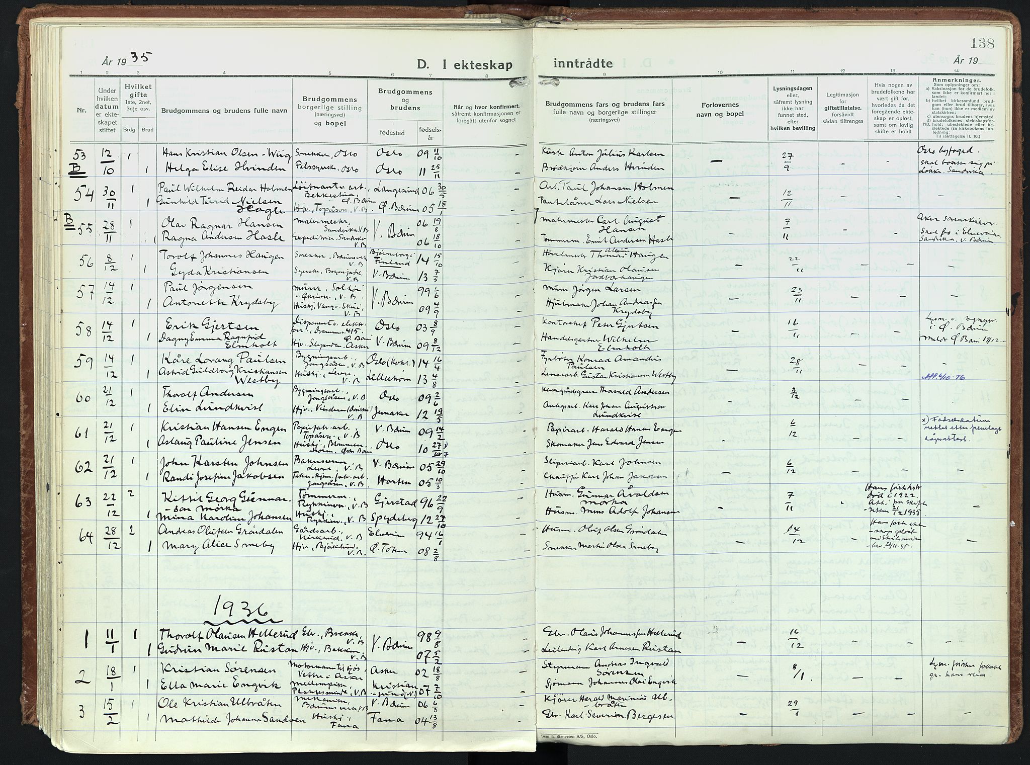 Vestre Bærum prestekontor Kirkebøker, AV/SAO-A-10209a/F/Fa/L0006: Parish register (official) no. 6, 1931-1947, p. 138