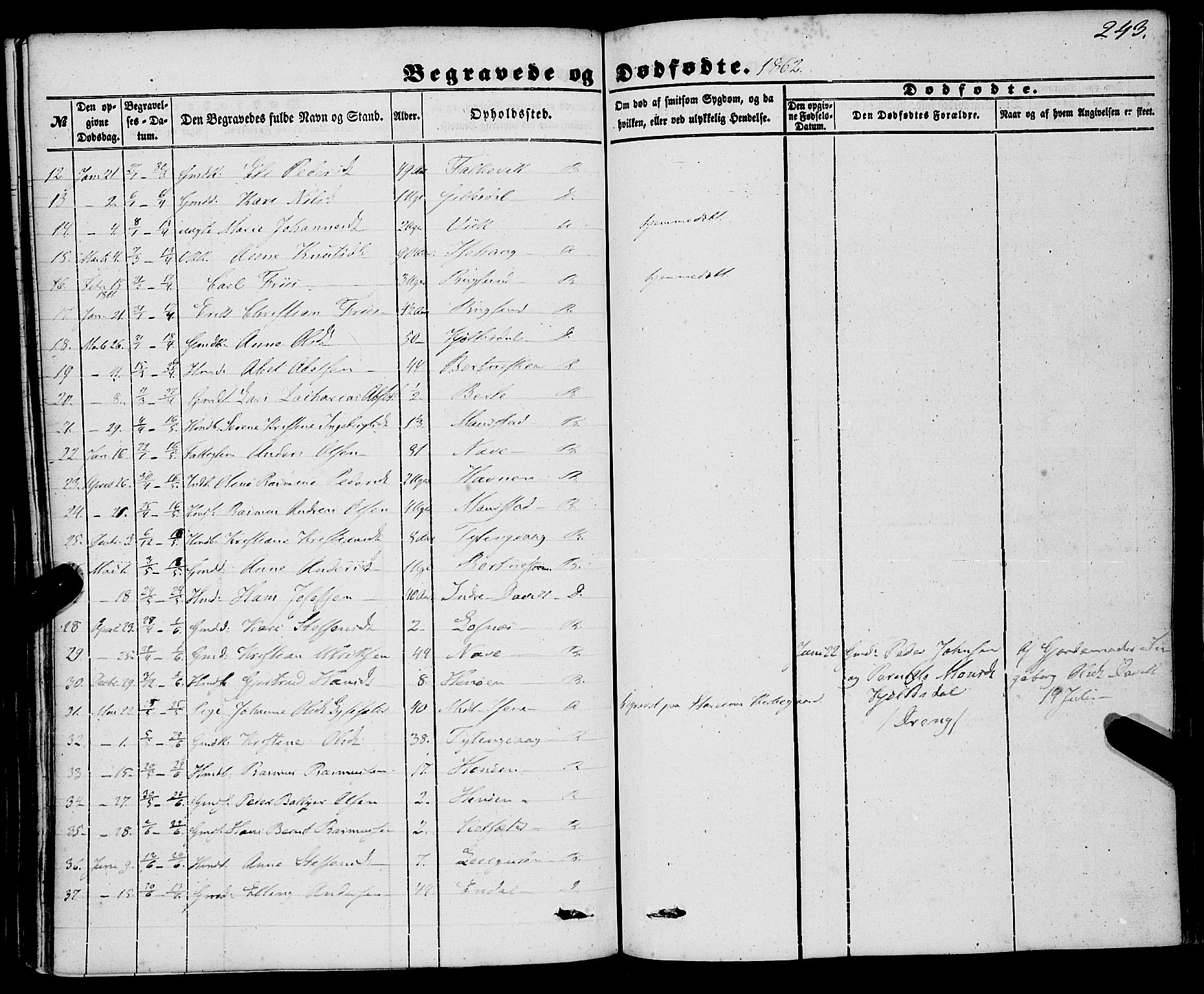 Davik sokneprestembete, AV/SAB-A-79701/H/Haa/Haaa/L0005: Parish register (official) no. A 5, 1850-1866, p. 243