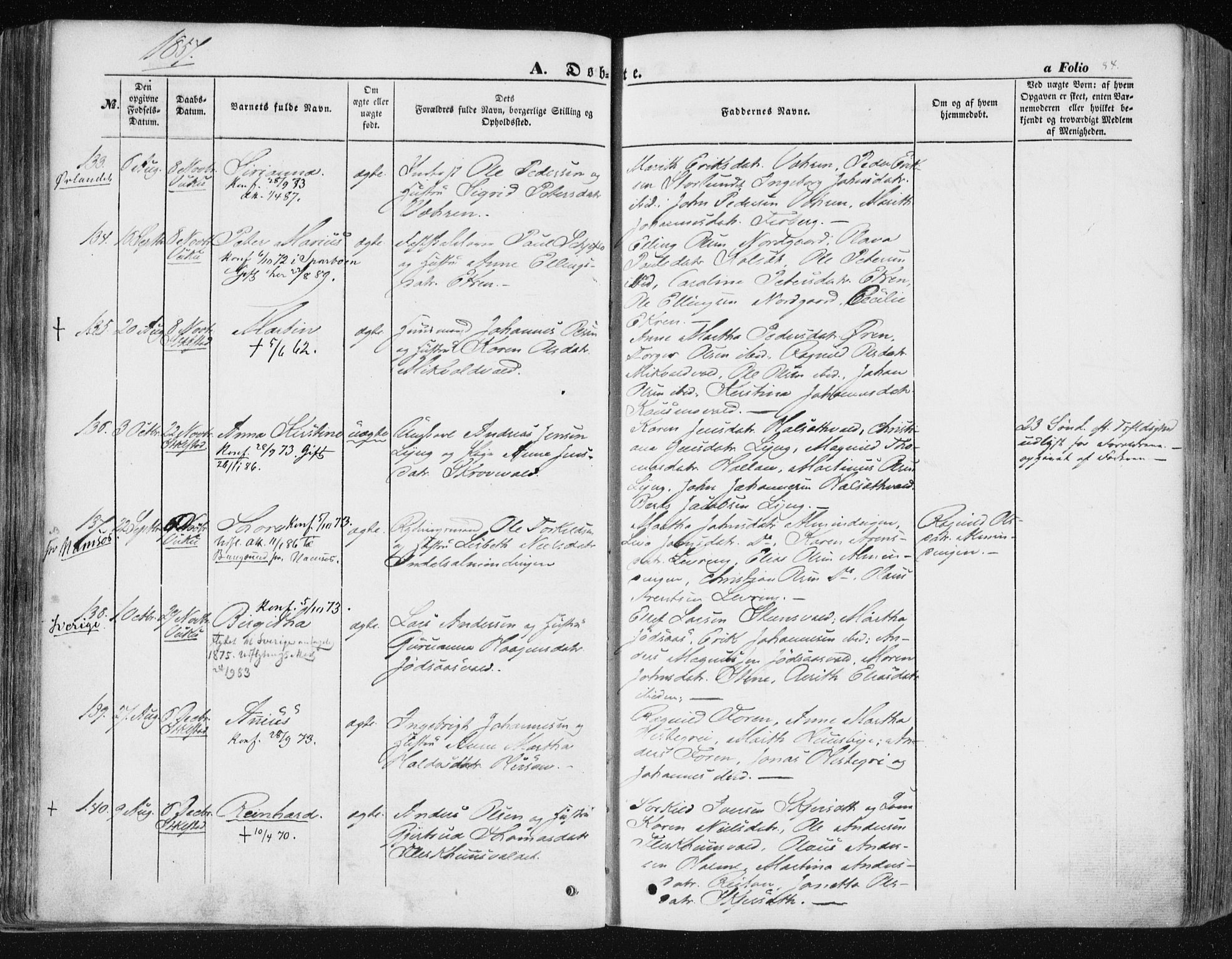 Ministerialprotokoller, klokkerbøker og fødselsregistre - Nord-Trøndelag, SAT/A-1458/723/L0240: Parish register (official) no. 723A09, 1852-1860, p. 84