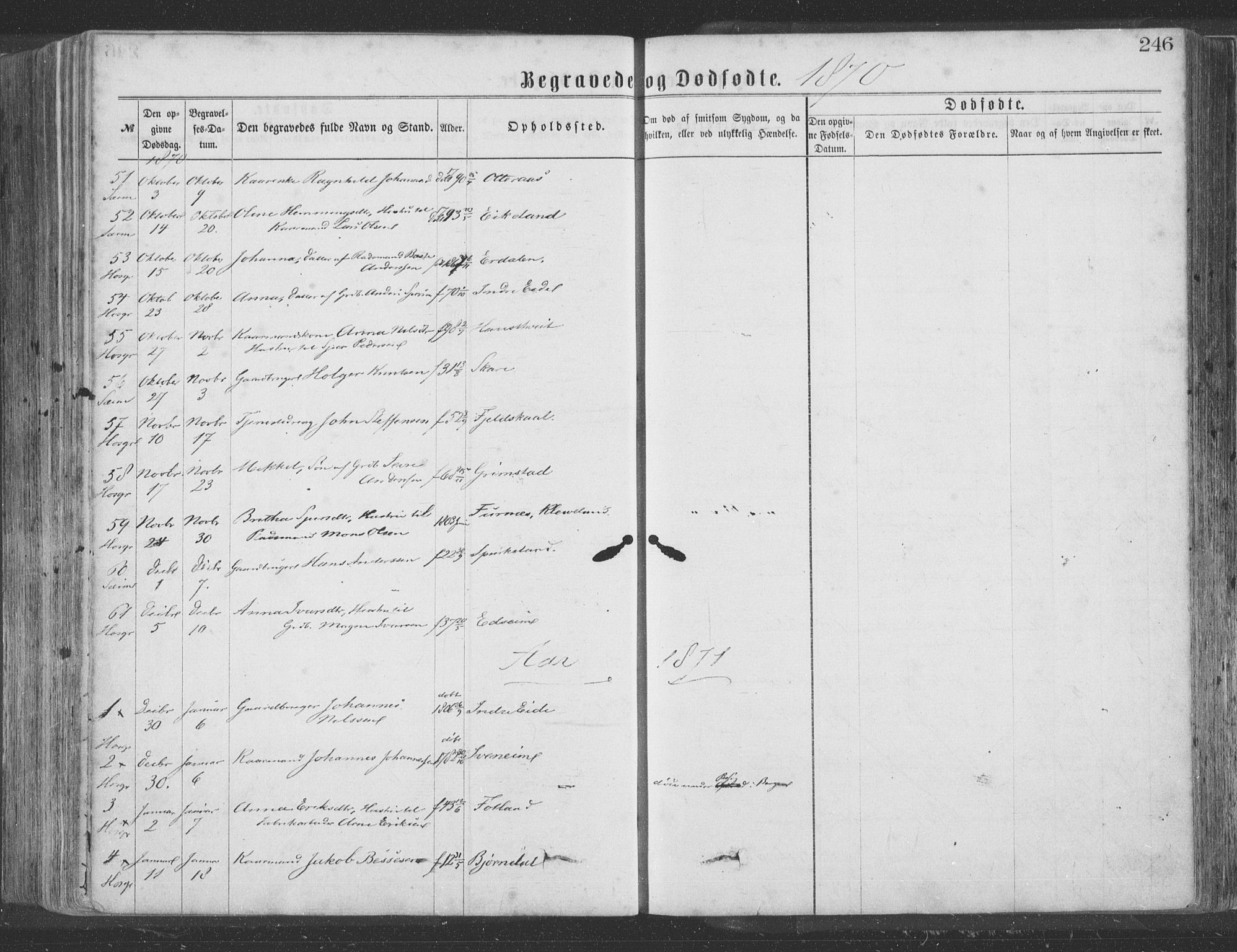 Hosanger sokneprestembete, AV/SAB-A-75801/H/Haa: Parish register (official) no. A 9, 1864-1876, p. 246